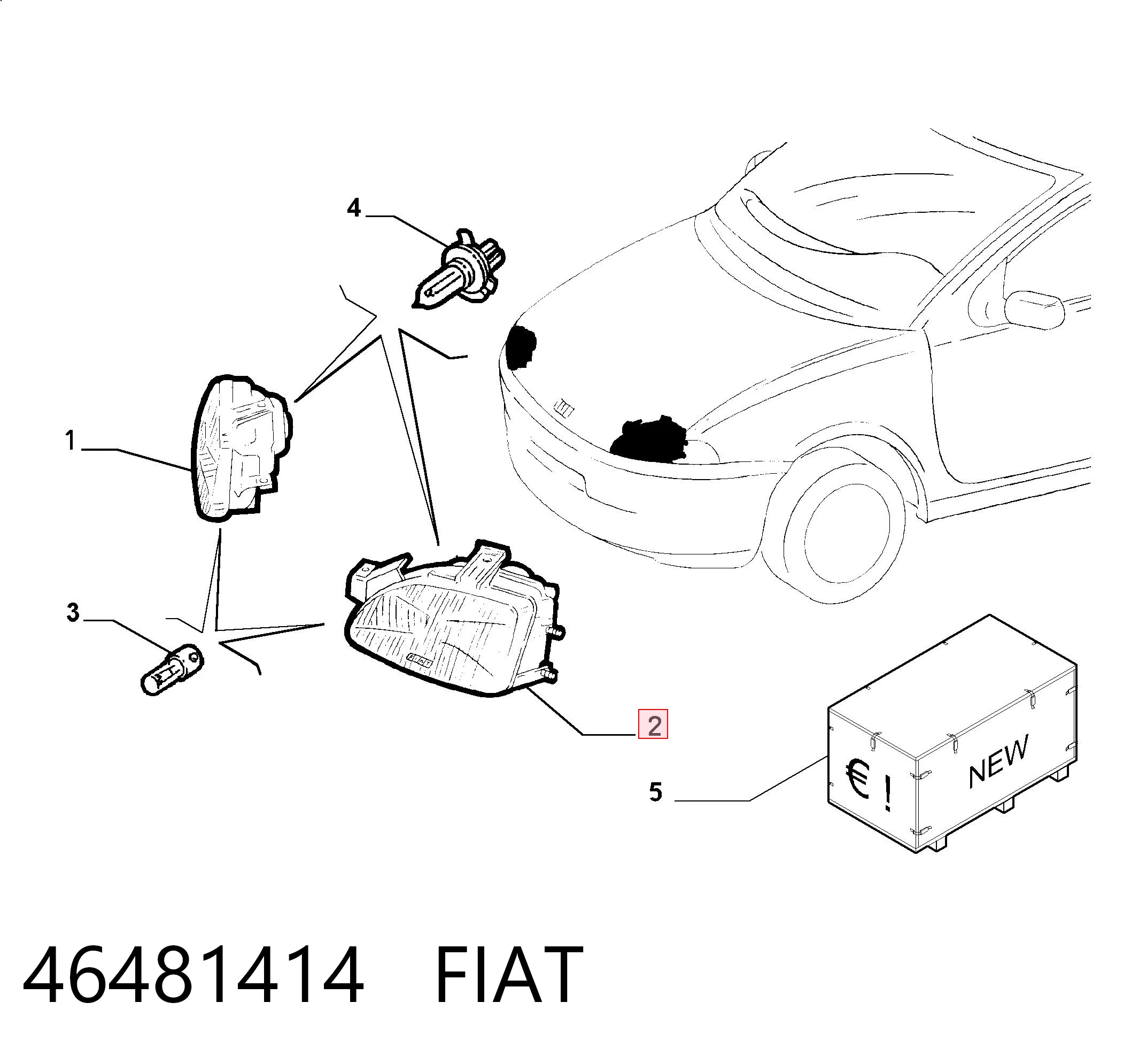  Левая фара Fiat Punto 1