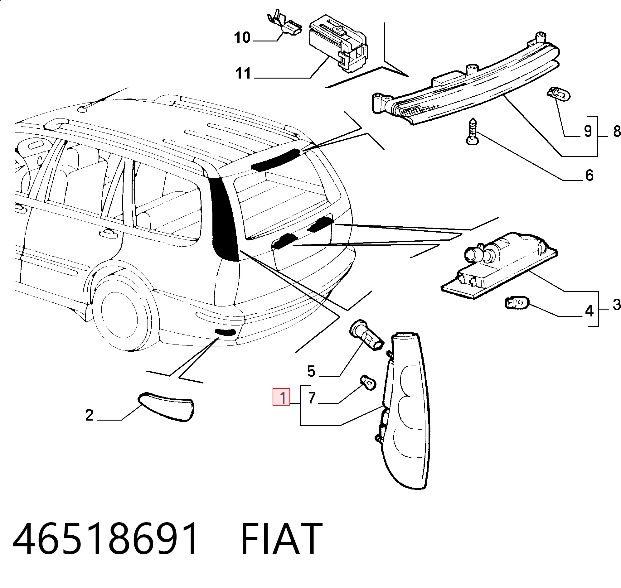 Фонари задние на Fiat Marea  185