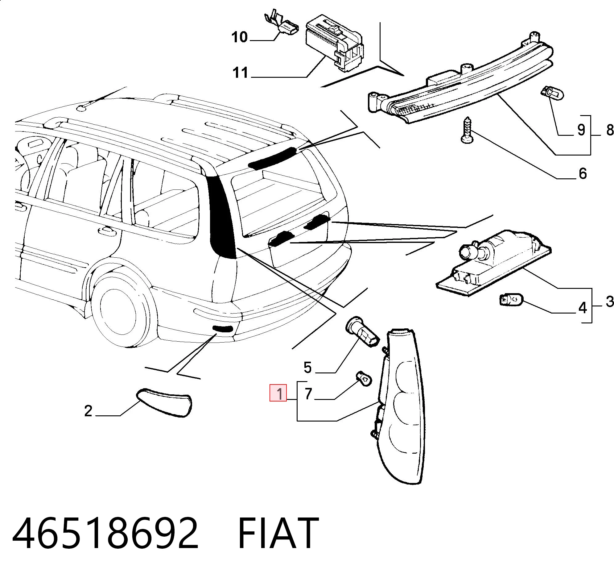 Задний левый стоп на Fiat Marea  185