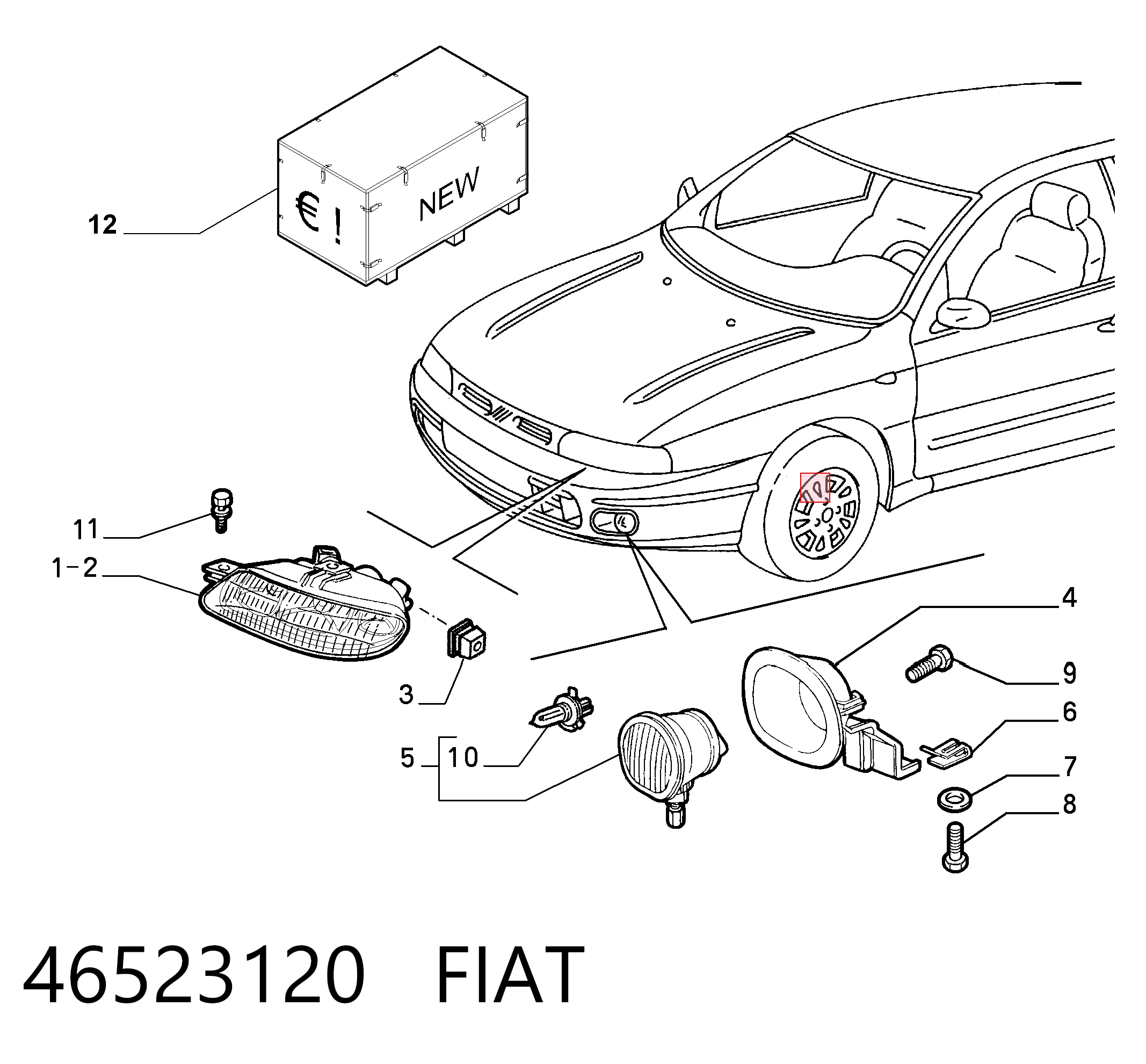 Фара передняя правая на Fiat Brava  182
