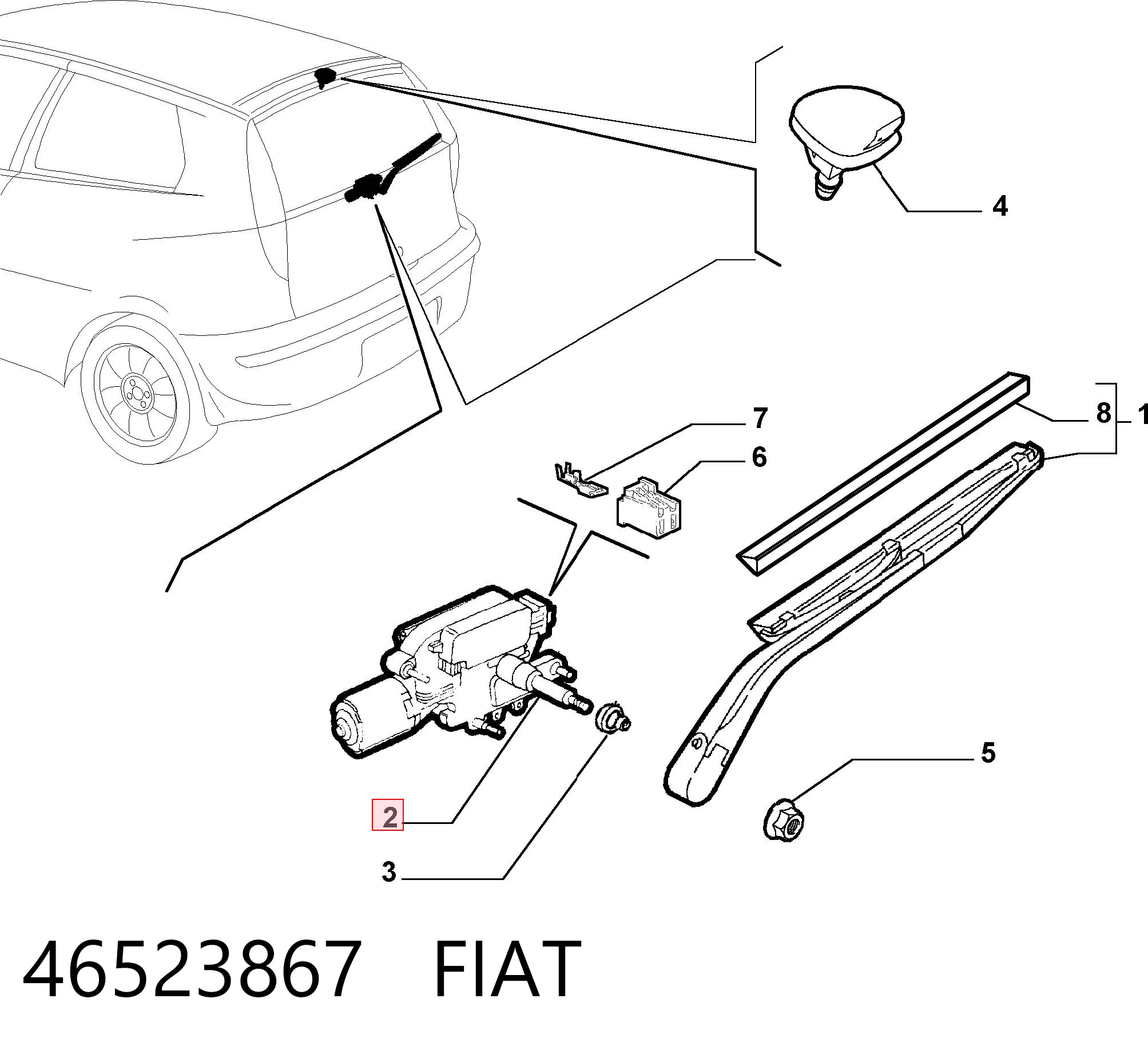 Мотор заднего стеклоочистителя на Fiat Punto II 188