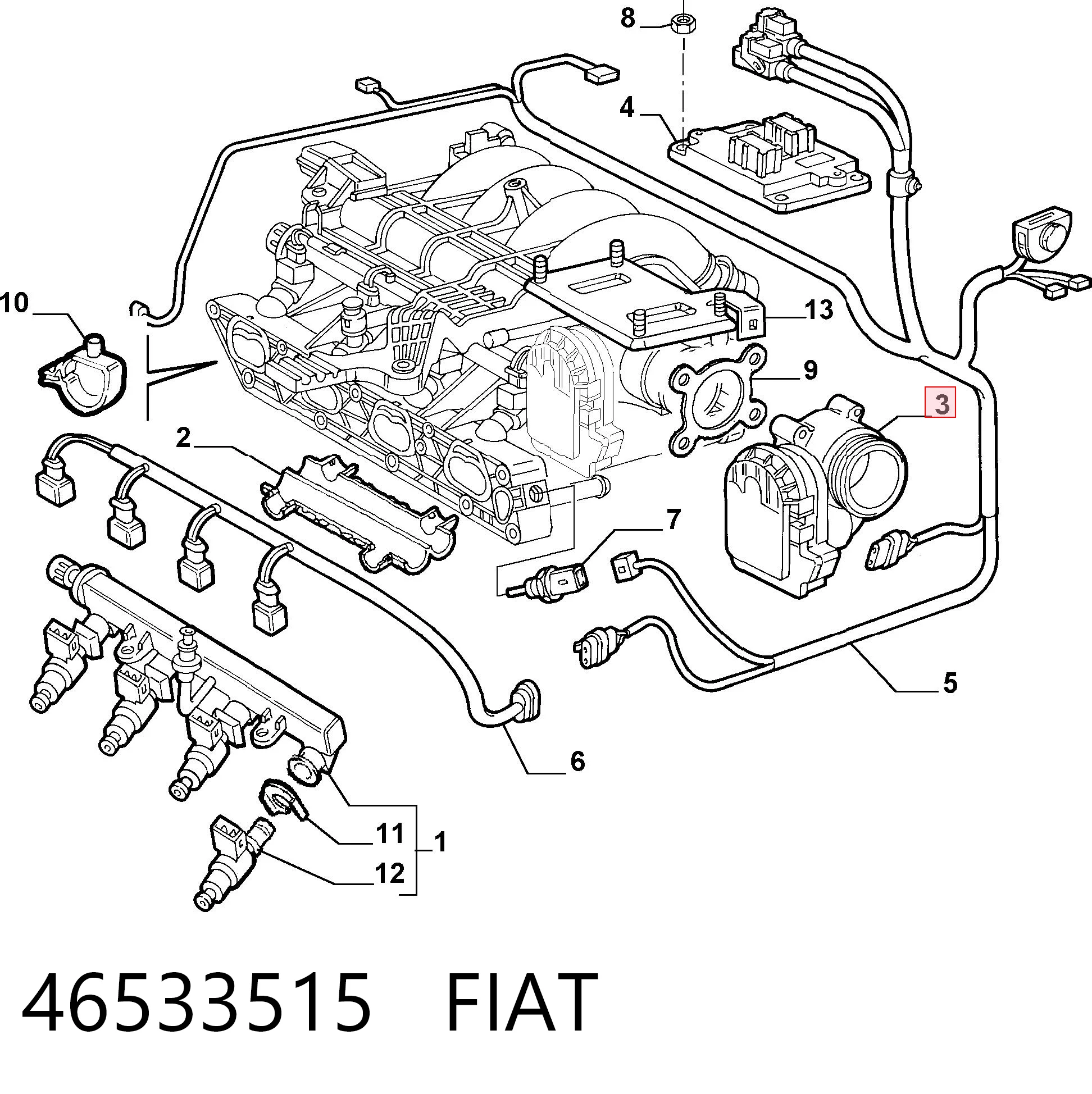 46533515 Fiat/Alfa/Lancia Дроссельная заслонка