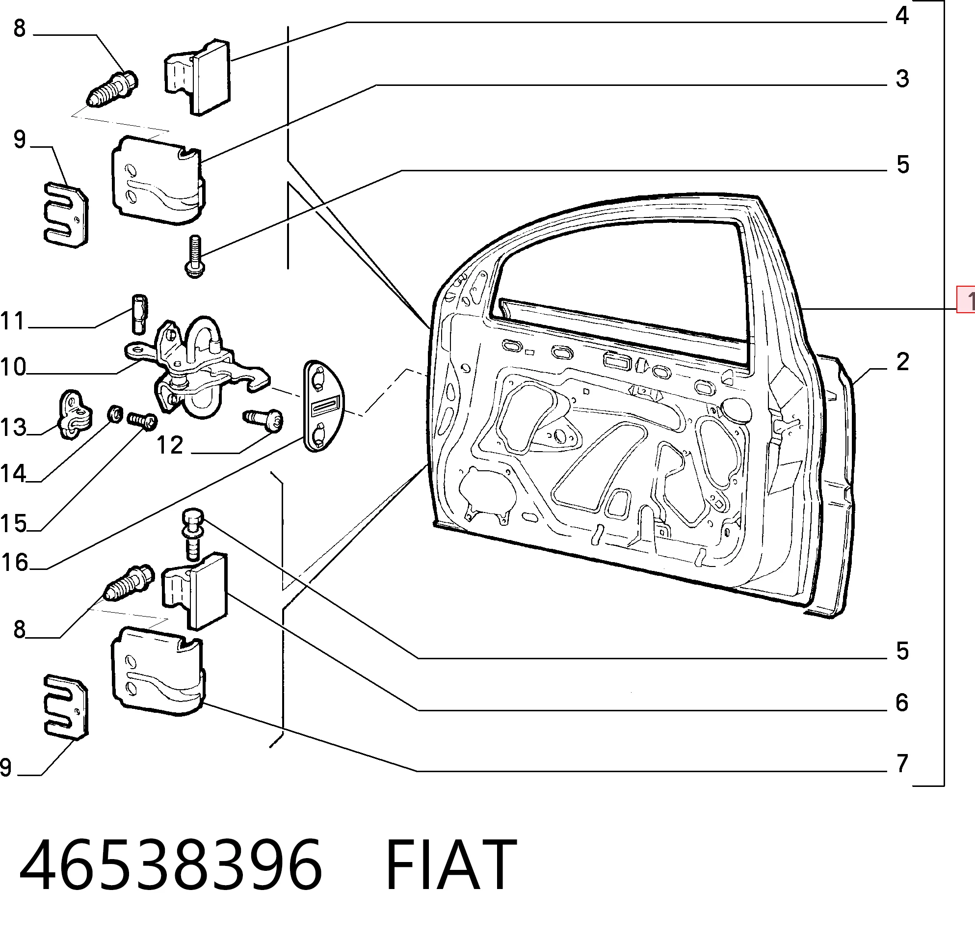 Дверь передняя правая на Fiat Brava  182