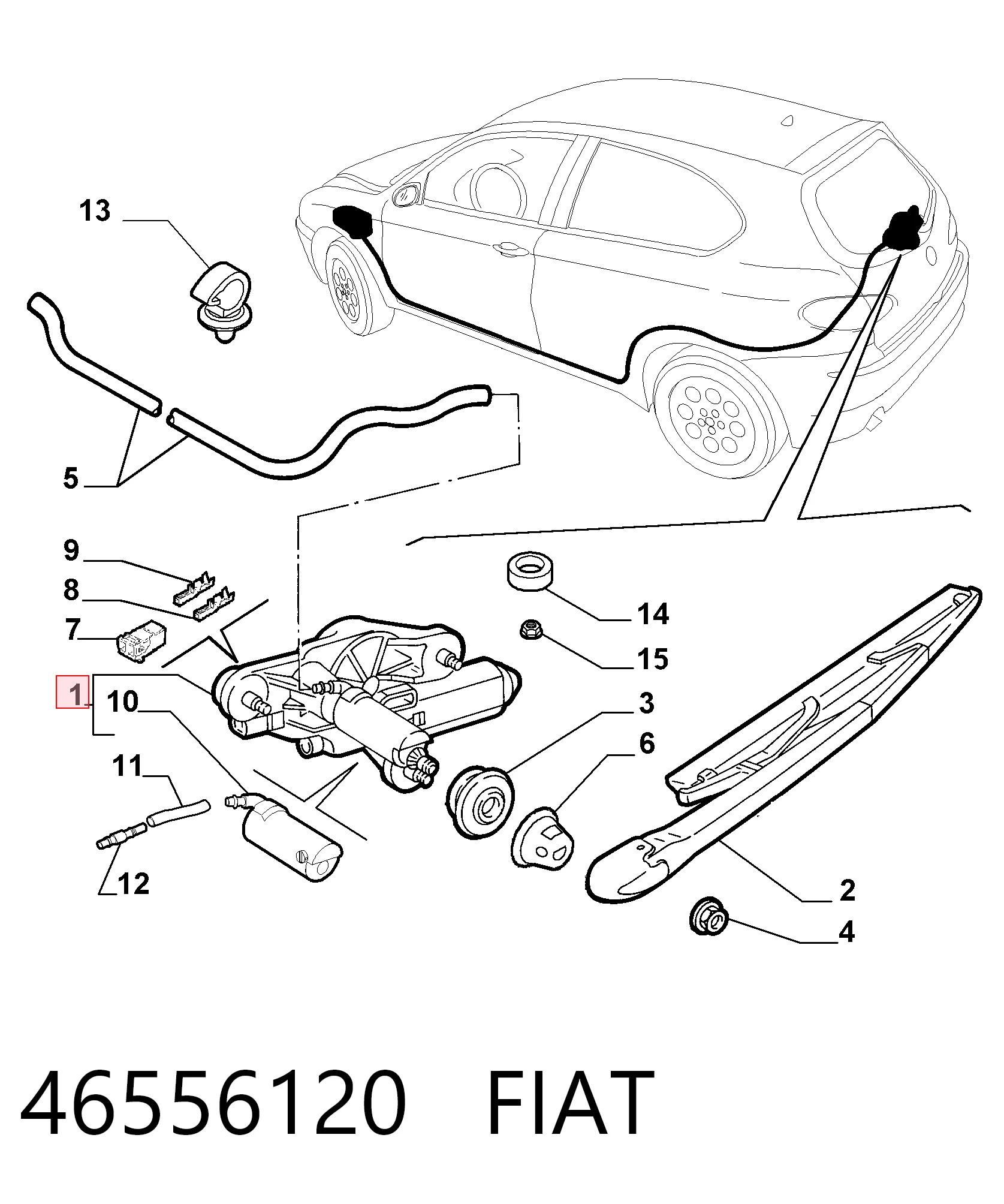  Моторчик заднего дворника Alfa Romeo 147 