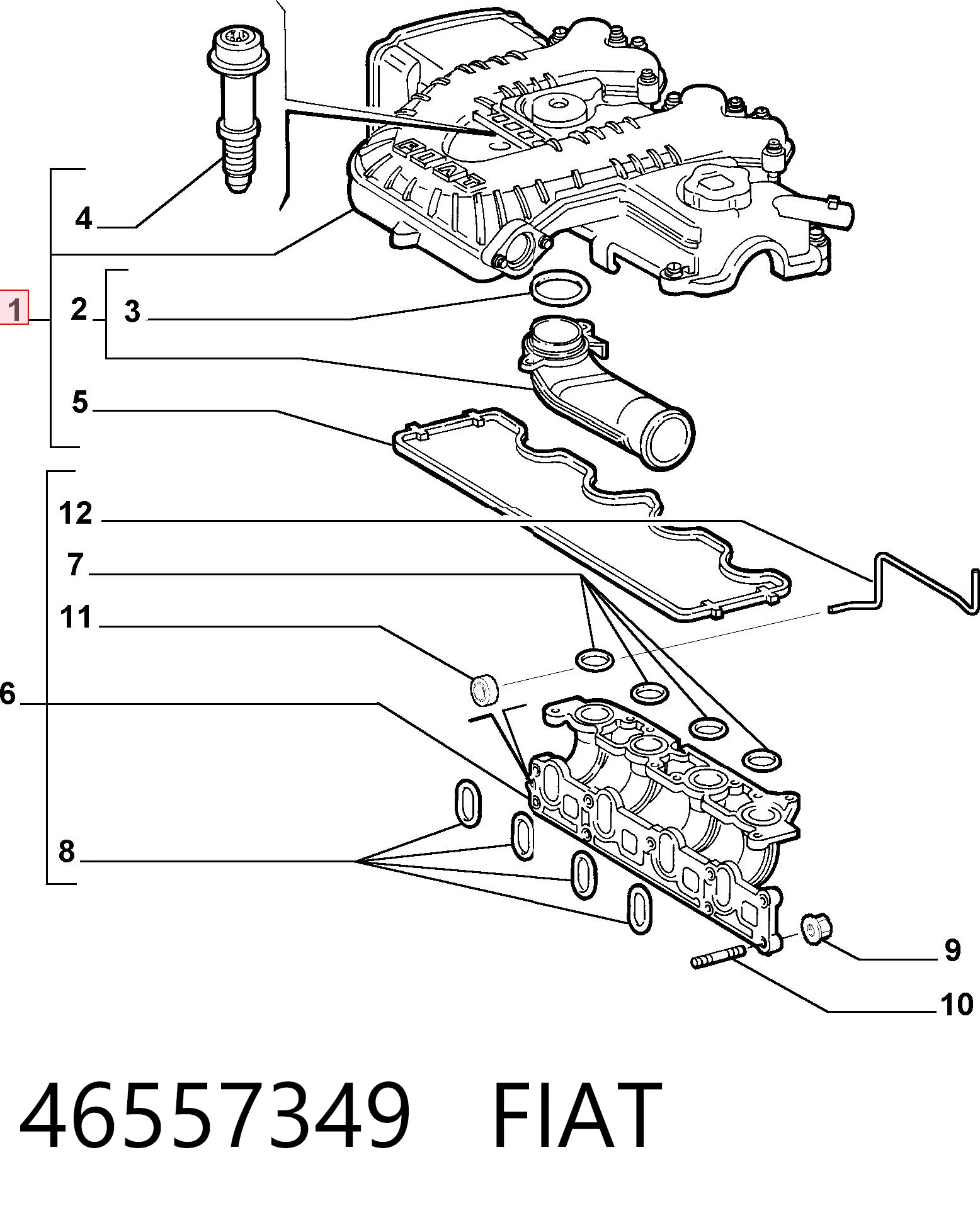 46557349 Fiat/Alfa/Lancia Крышка двигателя