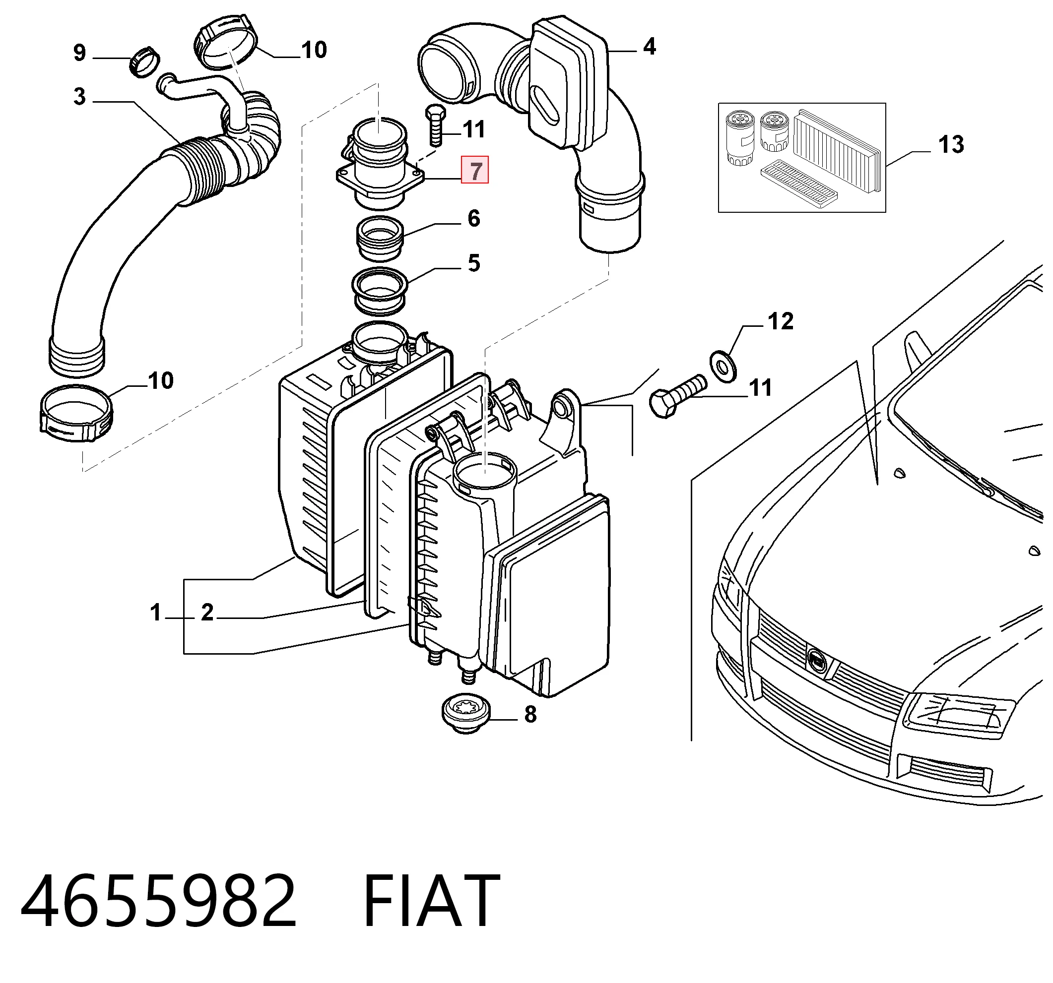 4655982 Fiat/Alfa/Lancia Датчик расхода воздуха