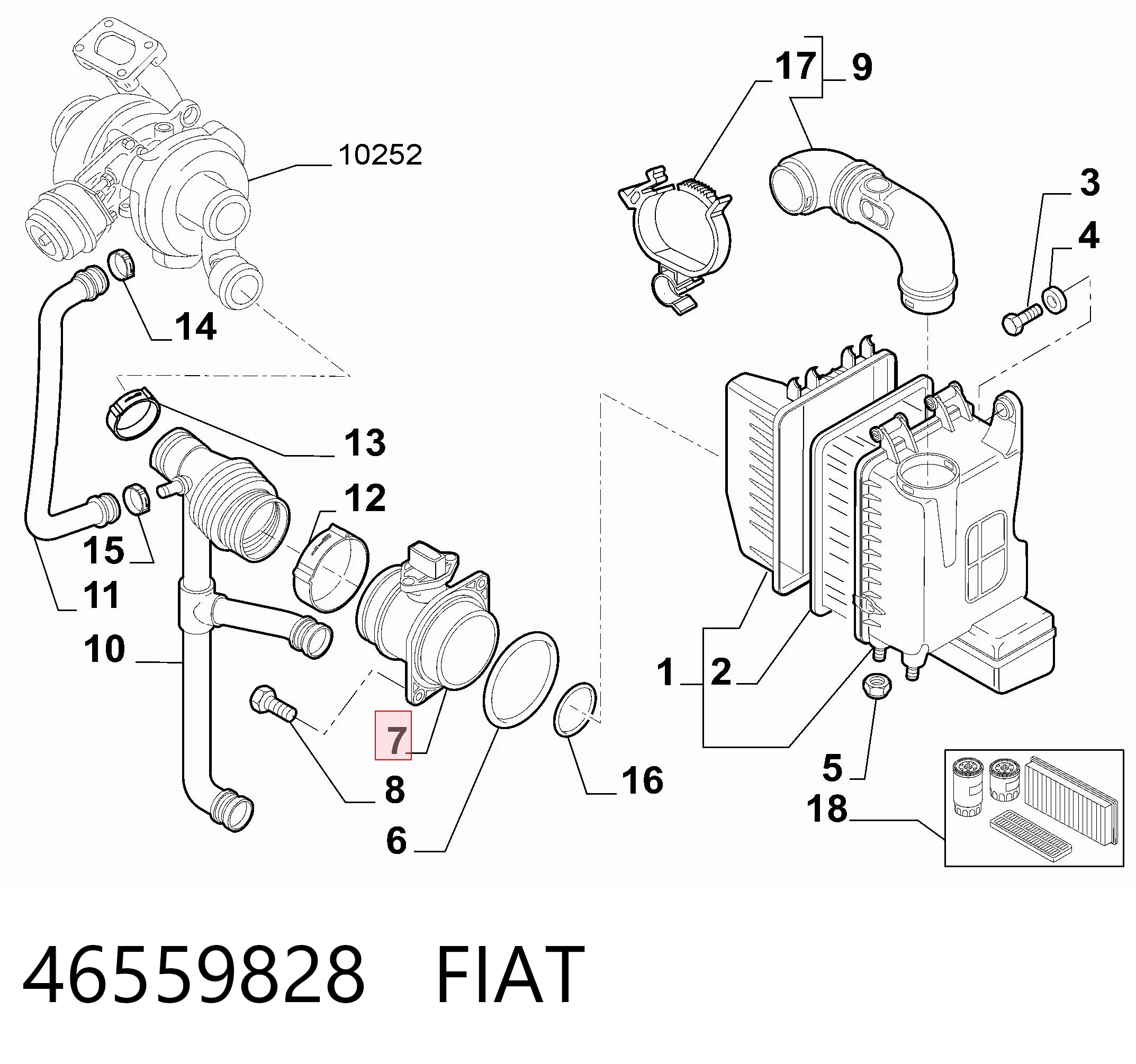 46559828 Fiat/Alfa/Lancia Датчик расхода воздуха
