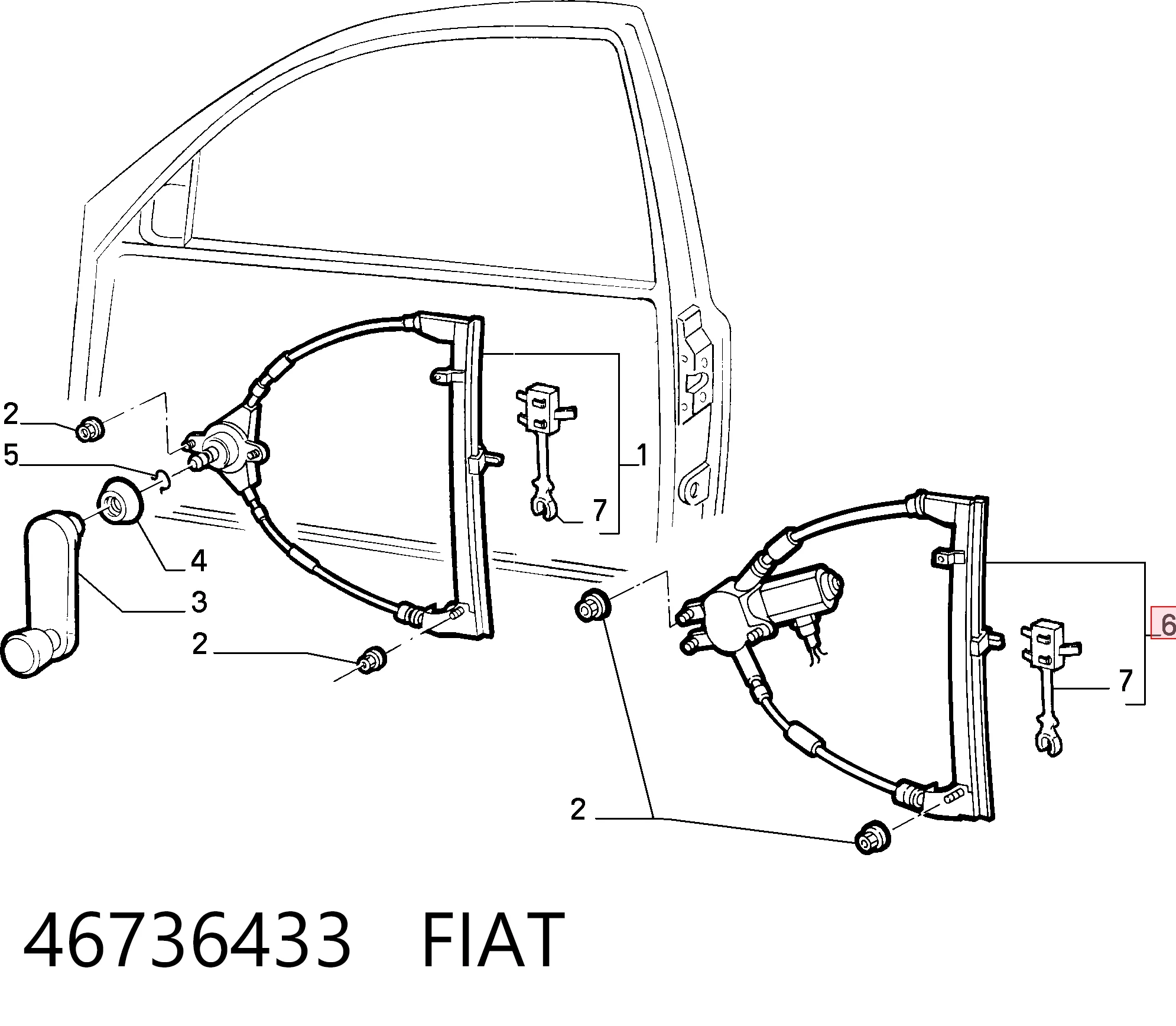 Механизм стеклоподъемника водительской двери Fiat Punto I хэтчбек (176) (1993 - 1999) цена, от 99.38 USD