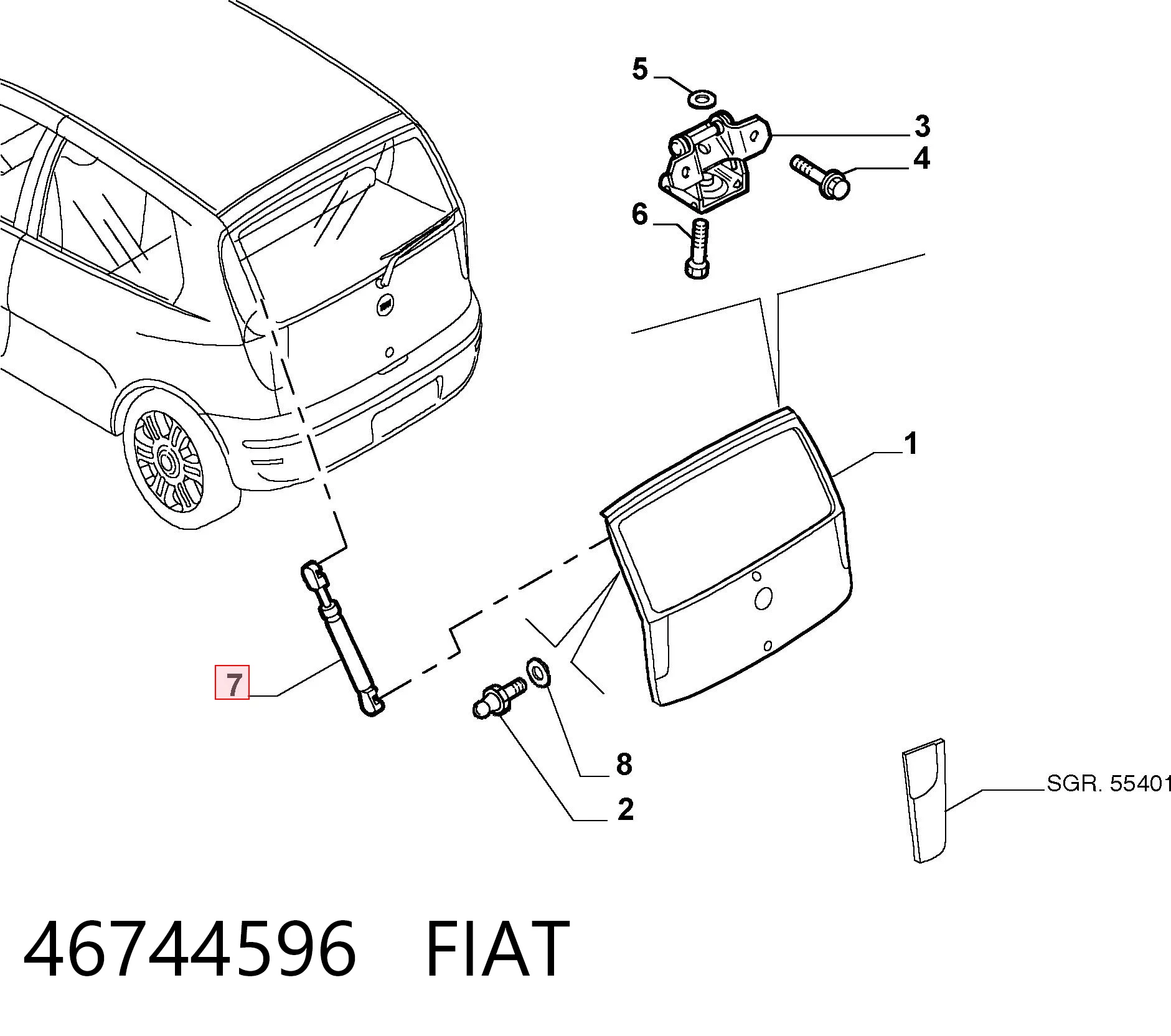 46744596 Fiat/Alfa/Lancia Амортизатор крышки багажника