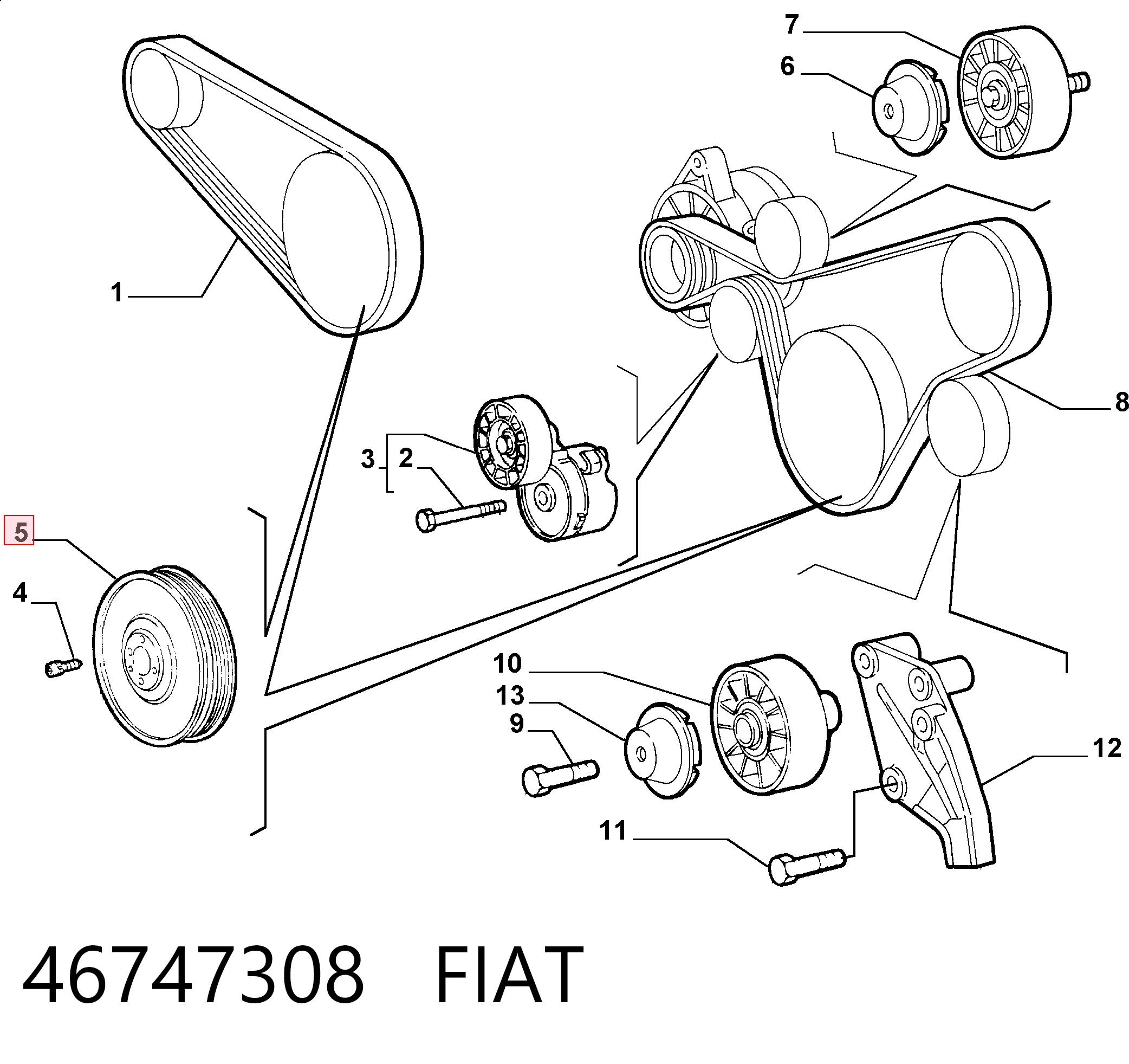 Шкив коленчатого вала на Fiat Punto II 188