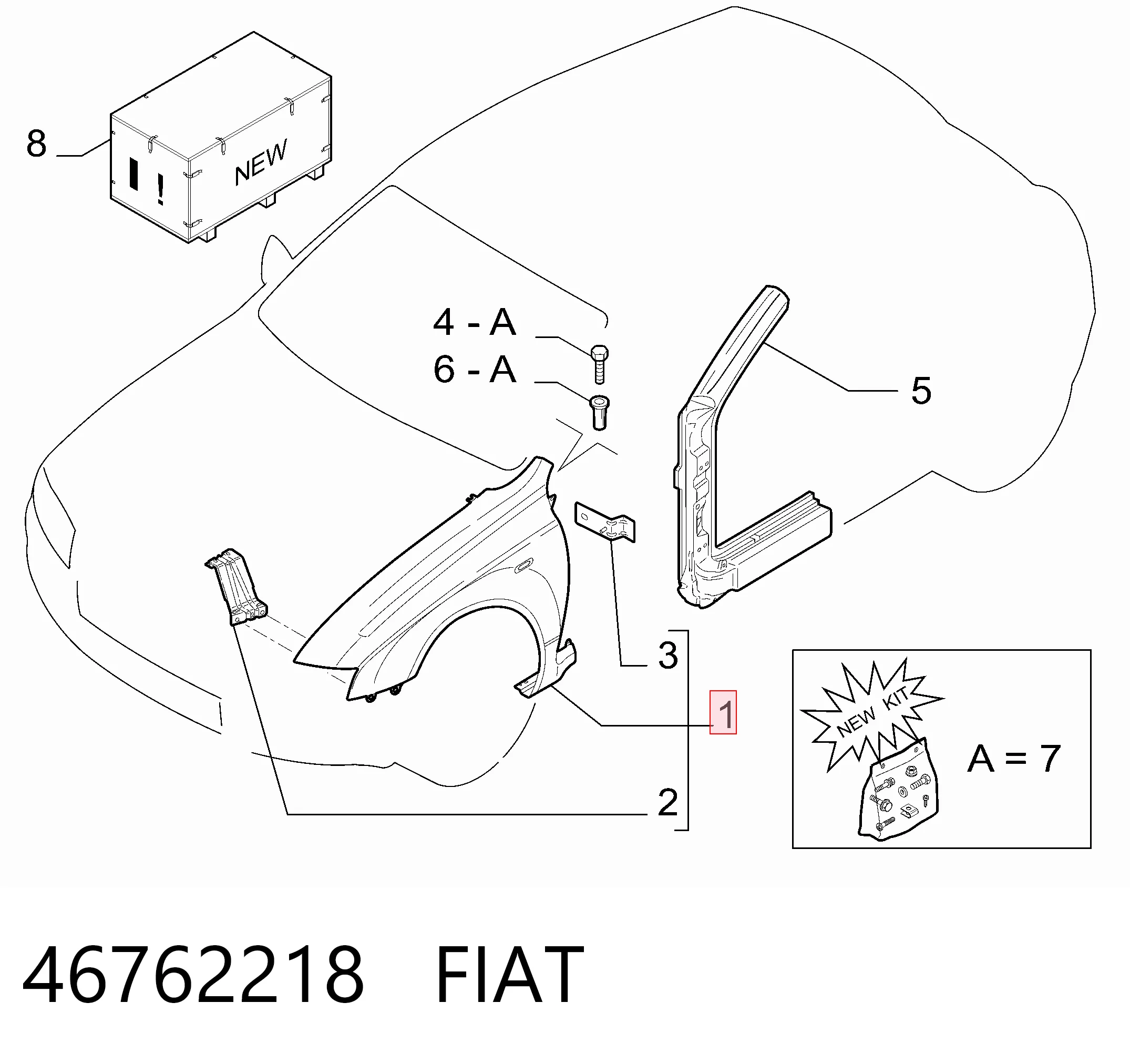 Переднее правое крыло на Fiat Stilo  192