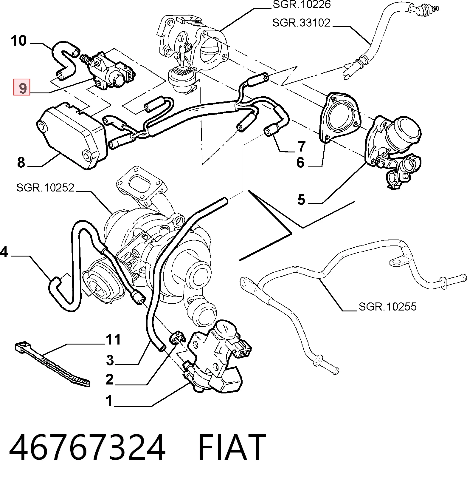 46767324 Fiat/Alfa/Lancia Клапан соленоид регулирования заслонки EGR