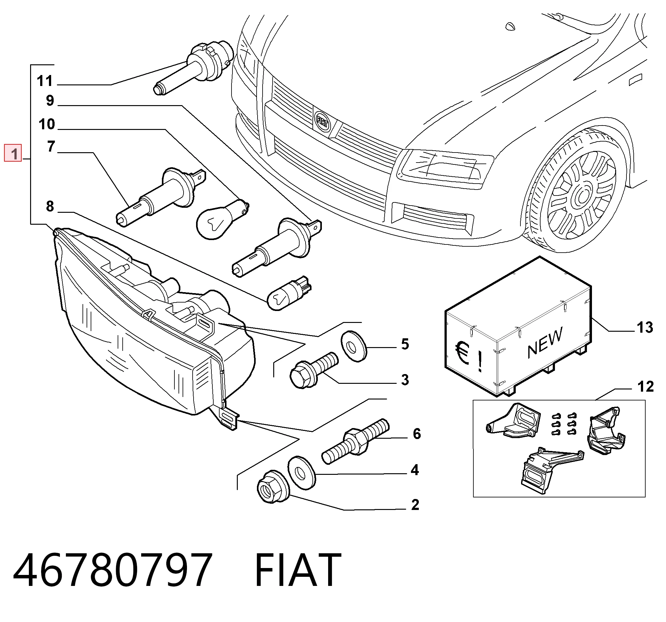 Фара левая Fiat Stilo хэтчбек (192) (2001 - 2006) цена, от 85.65 USD