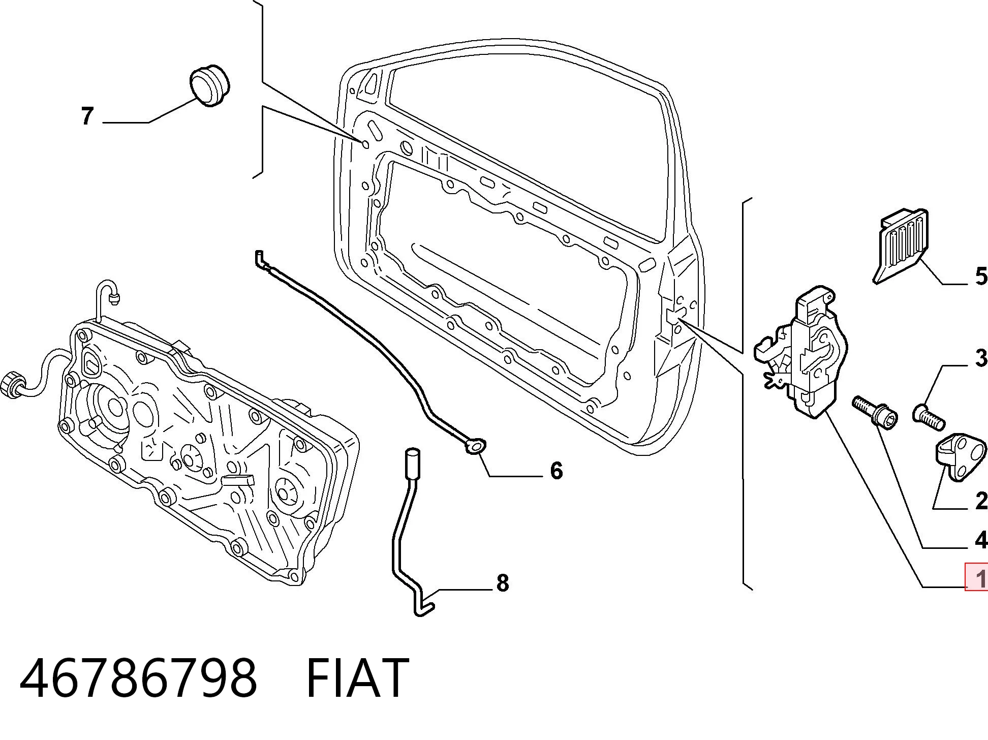 Замок двери водителя на Fiat Stilo  192