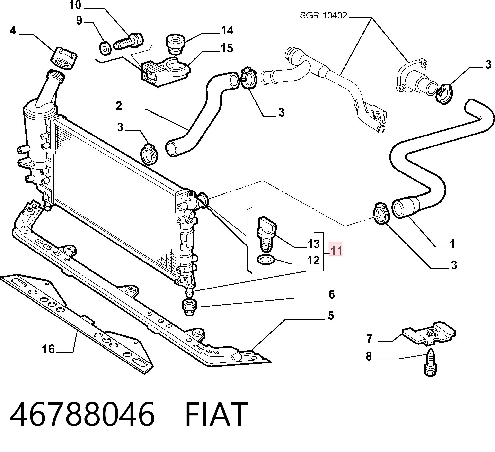 Радиатор охлаждения двигателя FIAT 46788046
