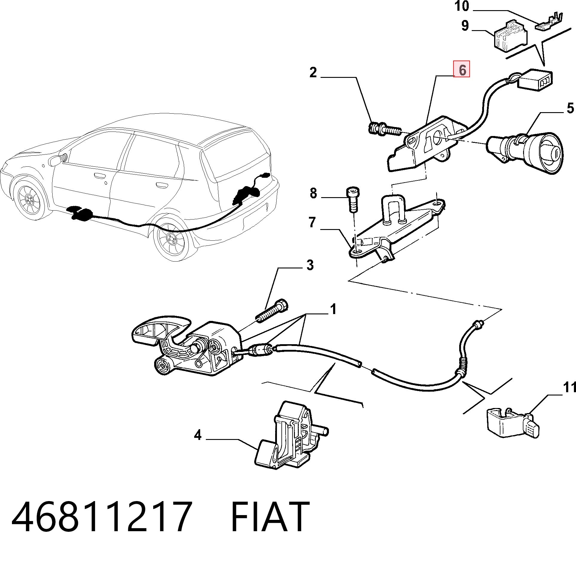 Замок двери багажника Fiat Punto II хэтчбек (188) (1999 - 2012) цена, от 17.01 USD