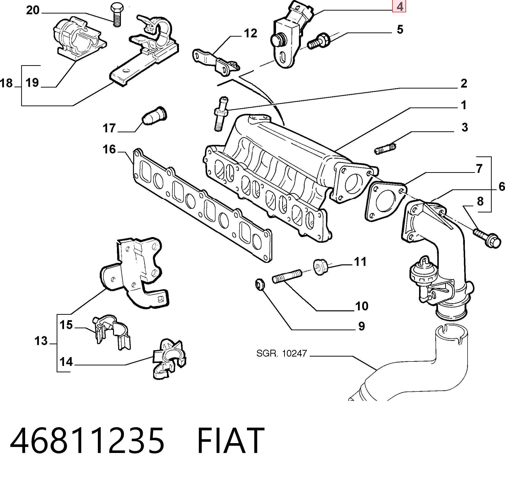 46811235 Fiat/Alfa/Lancia Датчик давления воздуха