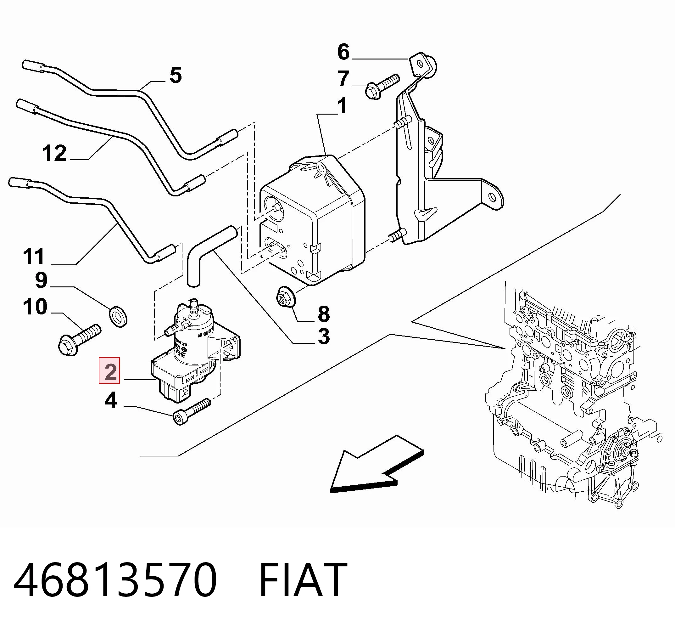 46813570 Fiat/Alfa/Lancia Клапан соленоид регулирования заслонки EGR