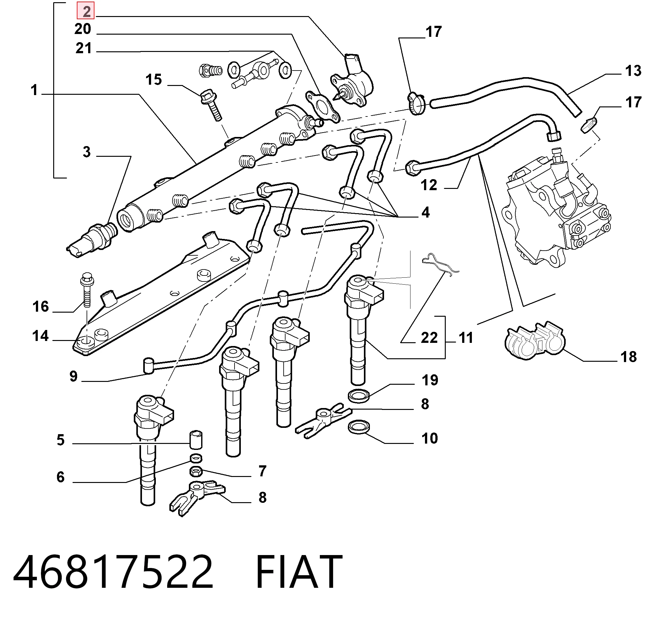 46817522 Fiat/Alfa/Lancia Регулятор давления в топливной рейке