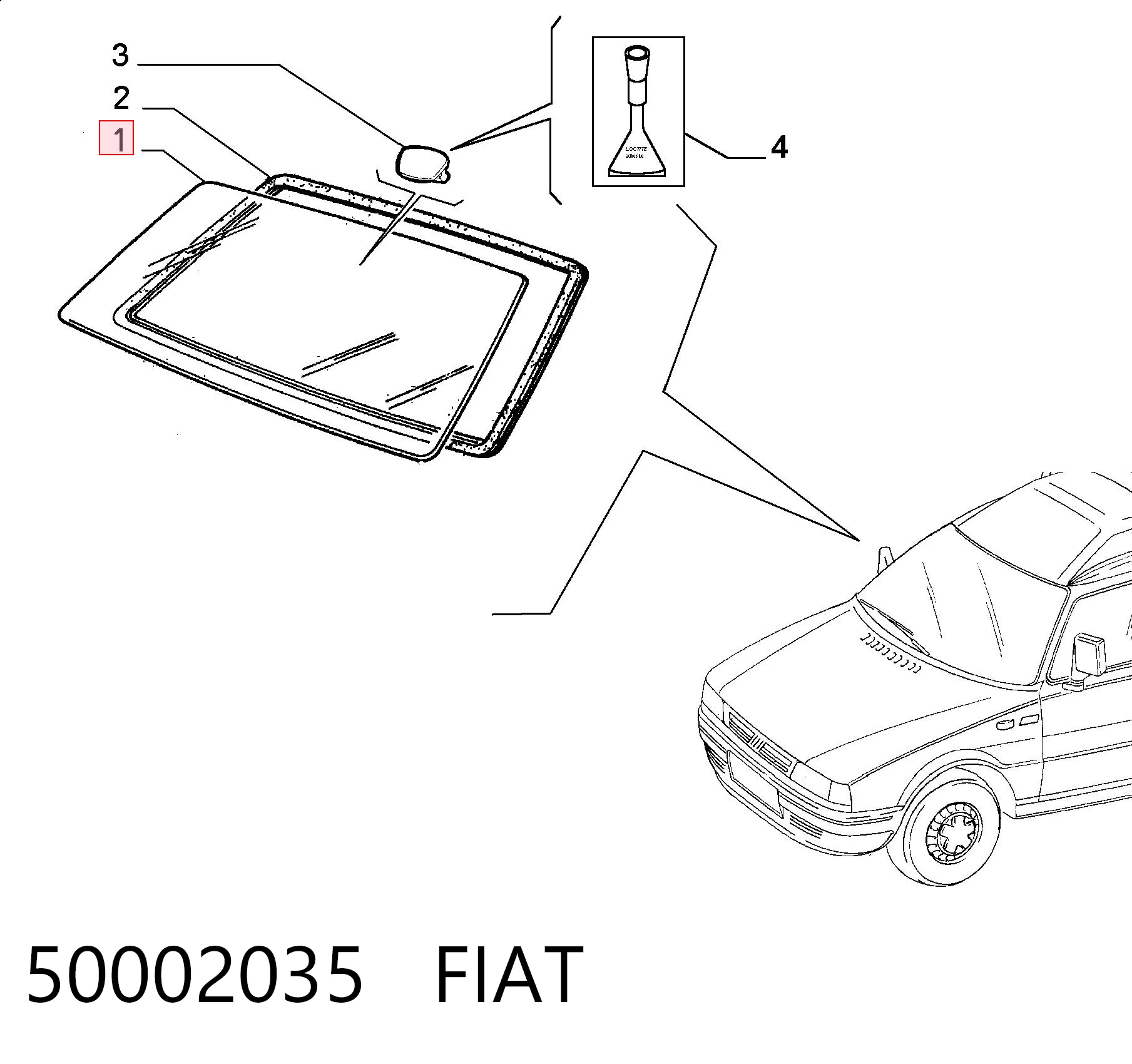 Стекло лобовое  FIAT 50002035