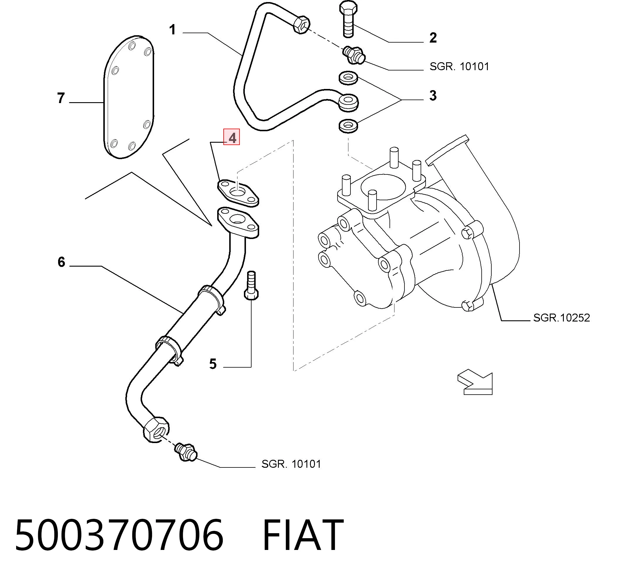 Купить 7701050357 Renault (RVI) Прокладка шланга отвода масла от турбины