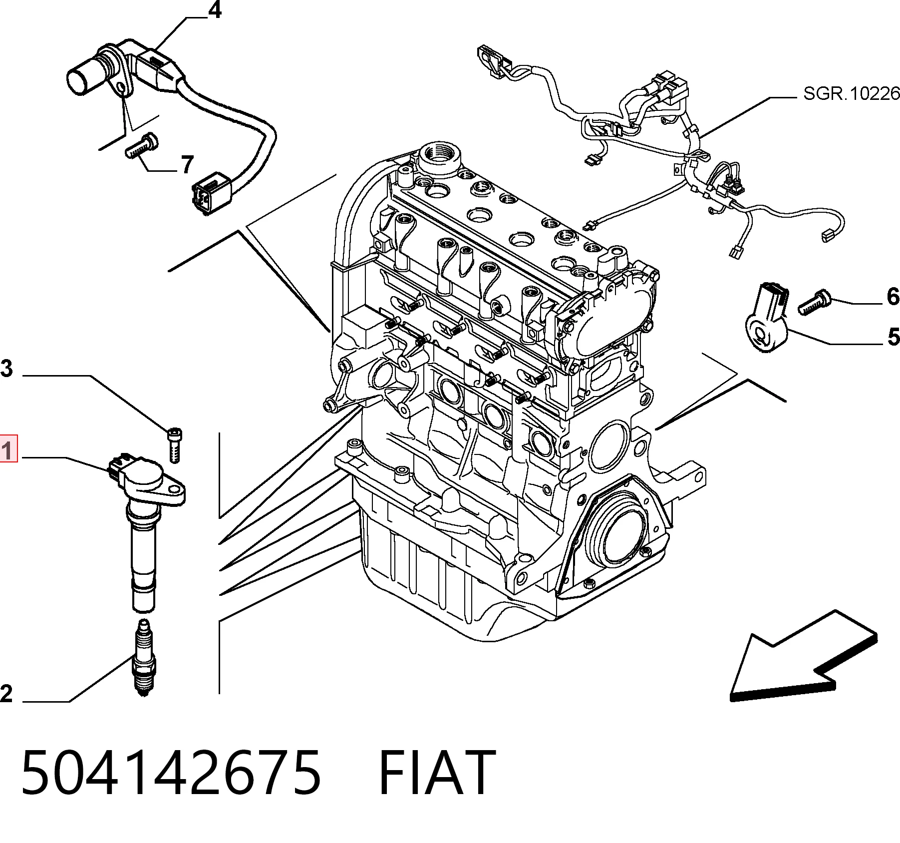 504142675 Fiat/Alfa/Lancia Катушка зажигания