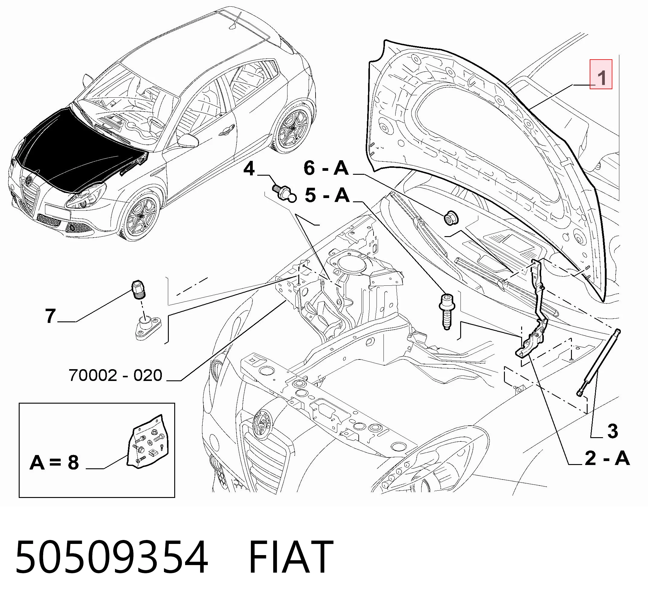 Капот Alfa Romeo Giulietta хэтчбек (940) (2010 - 2020) цена, от 381.32 USD
