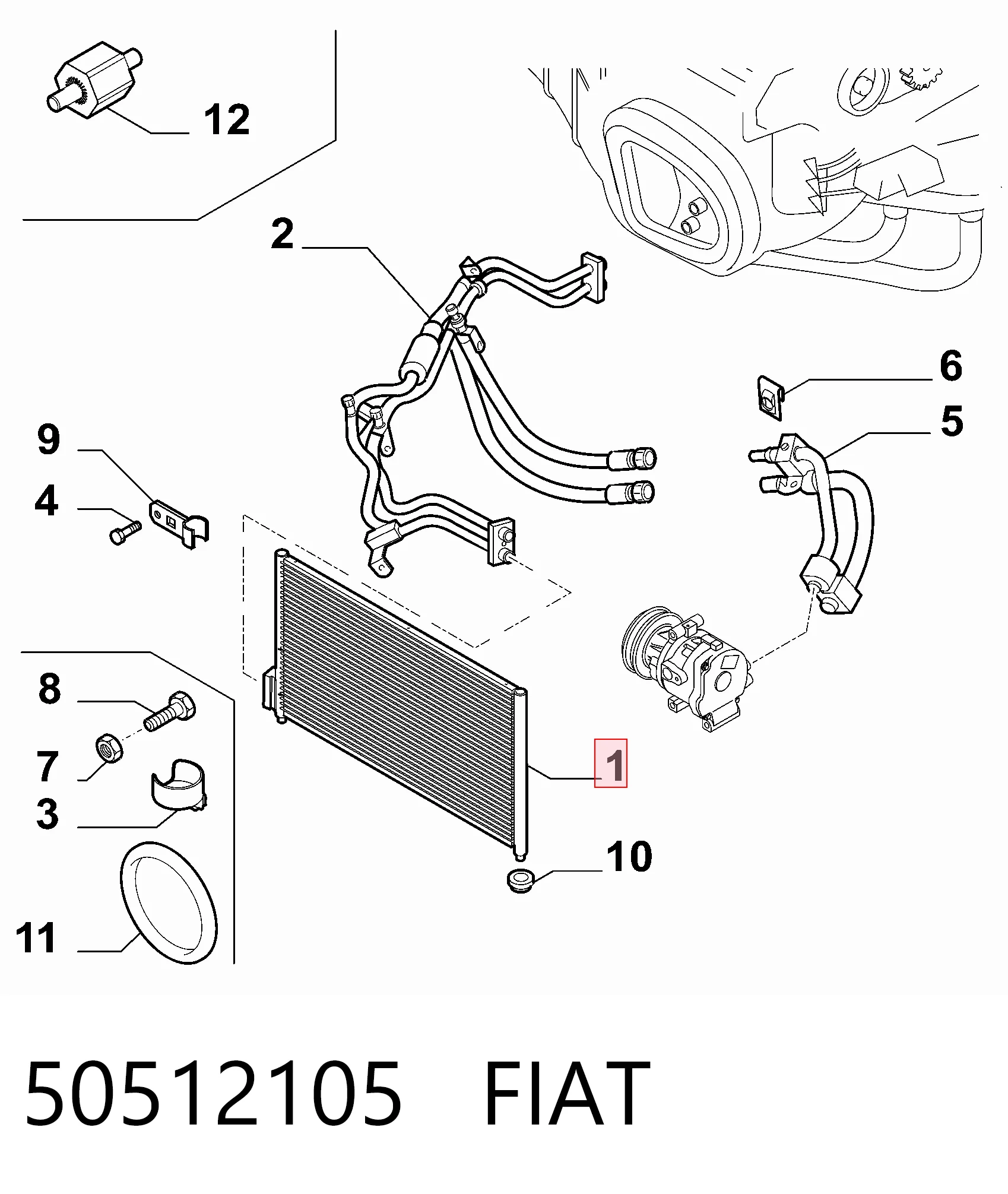 Радиатор кондиционера FIAT 50512105
