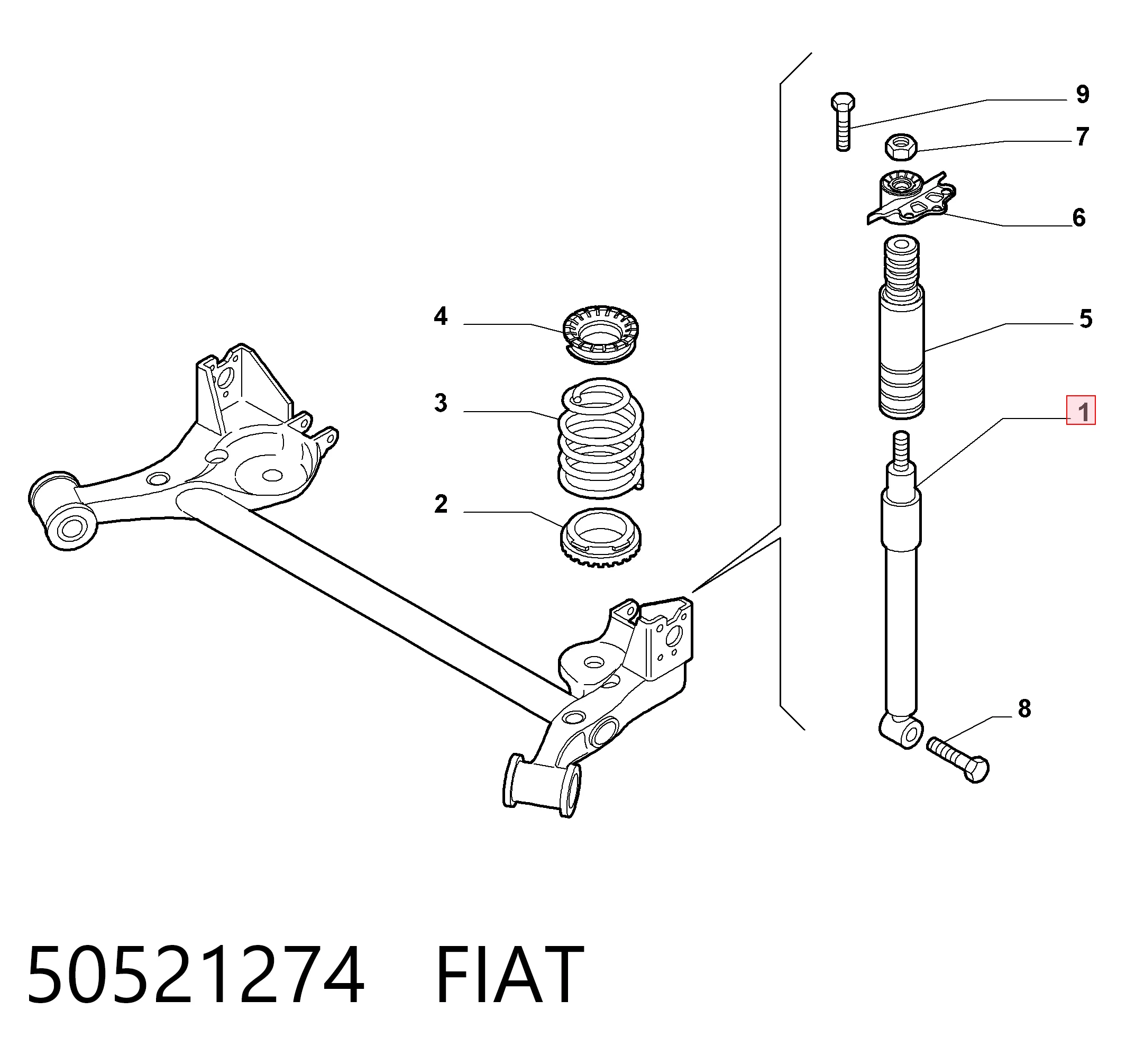 Амортизатор задний FIAT 50521274