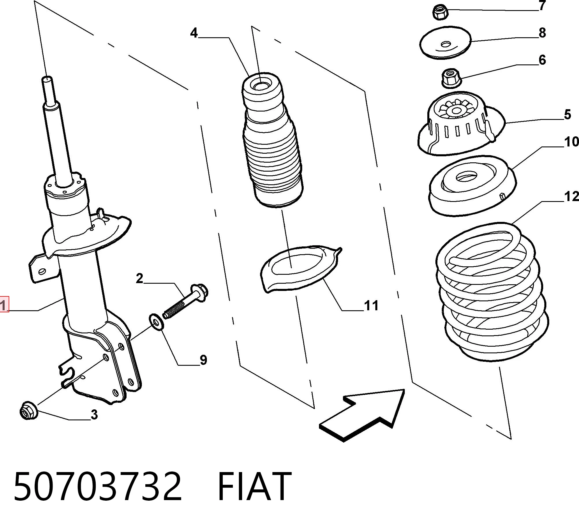 Амортизатор передний FIAT 50703732