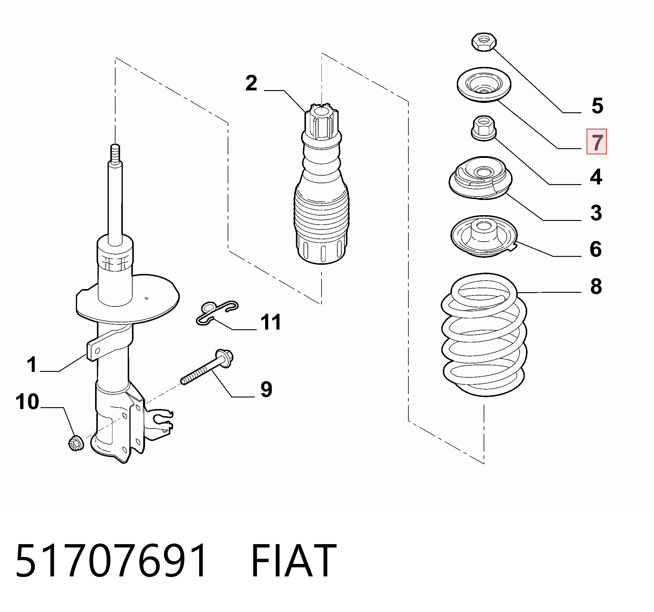 51707691 Fiat/Alfa/Lancia Опорная чашка передней пружины верхняя