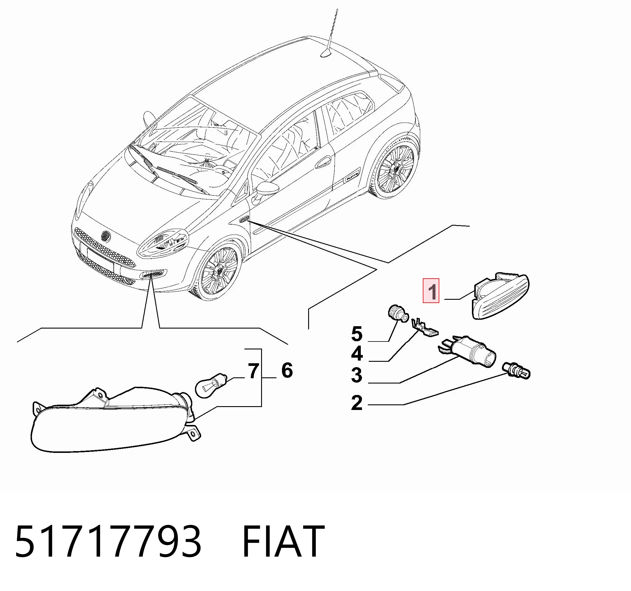 Повторитель поворота в крыло Fiat Doblo I фургон (223) (2001 - 2010) цена, от 4.09 USD