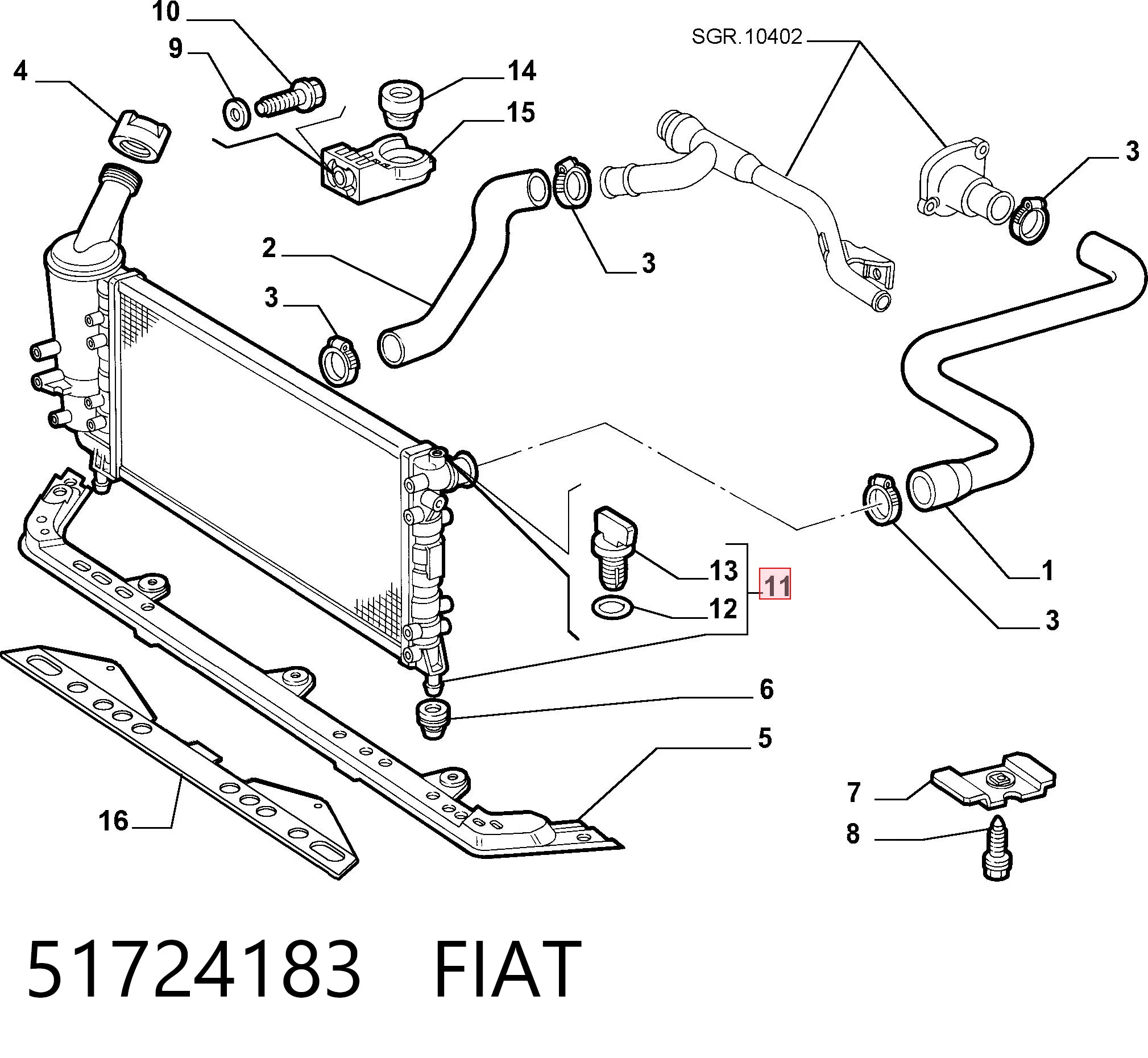 Радиатор охлаждения двигателя FIAT 51724183