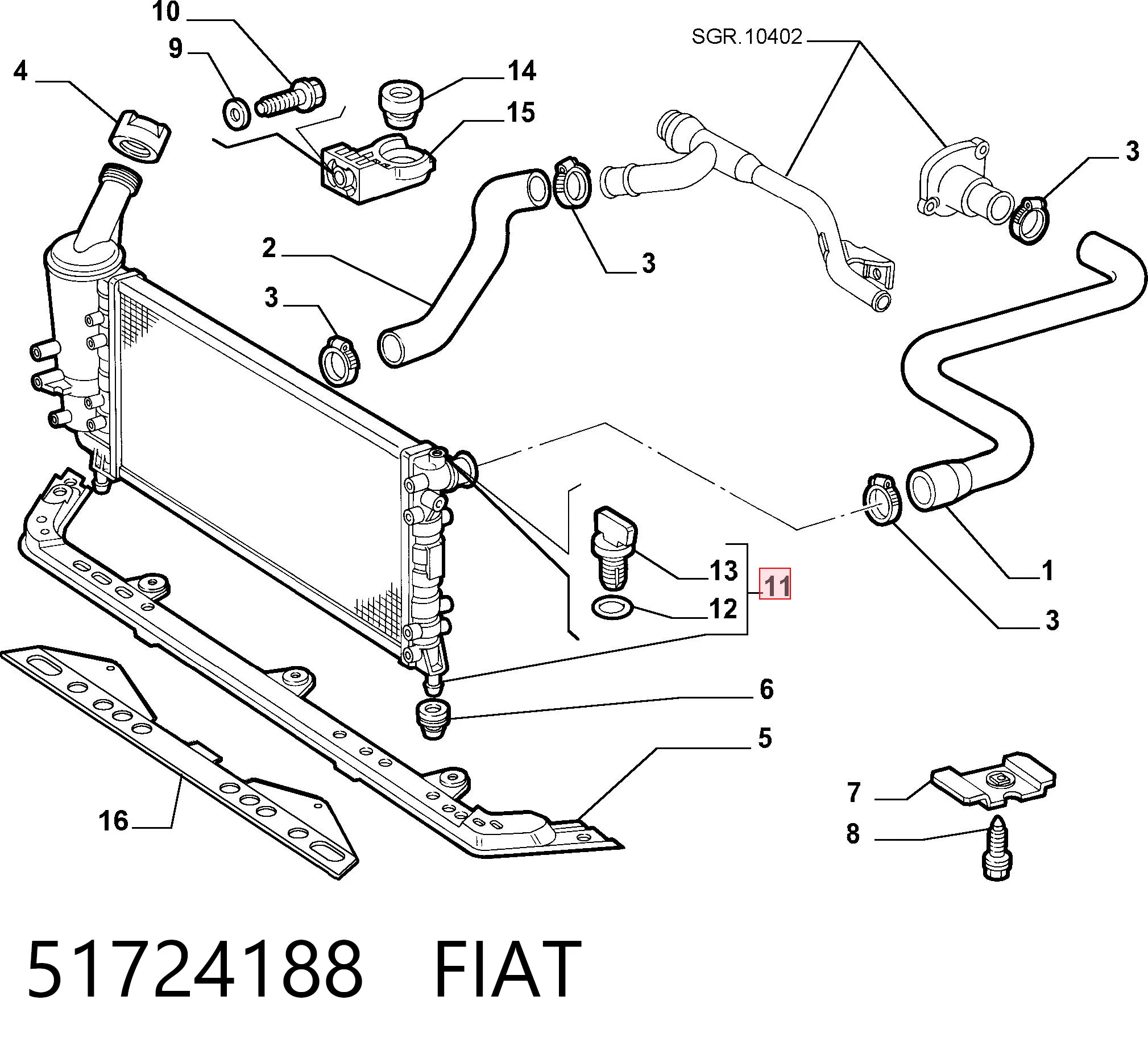 Радиатор охлаждения двигателя FIAT 51724188