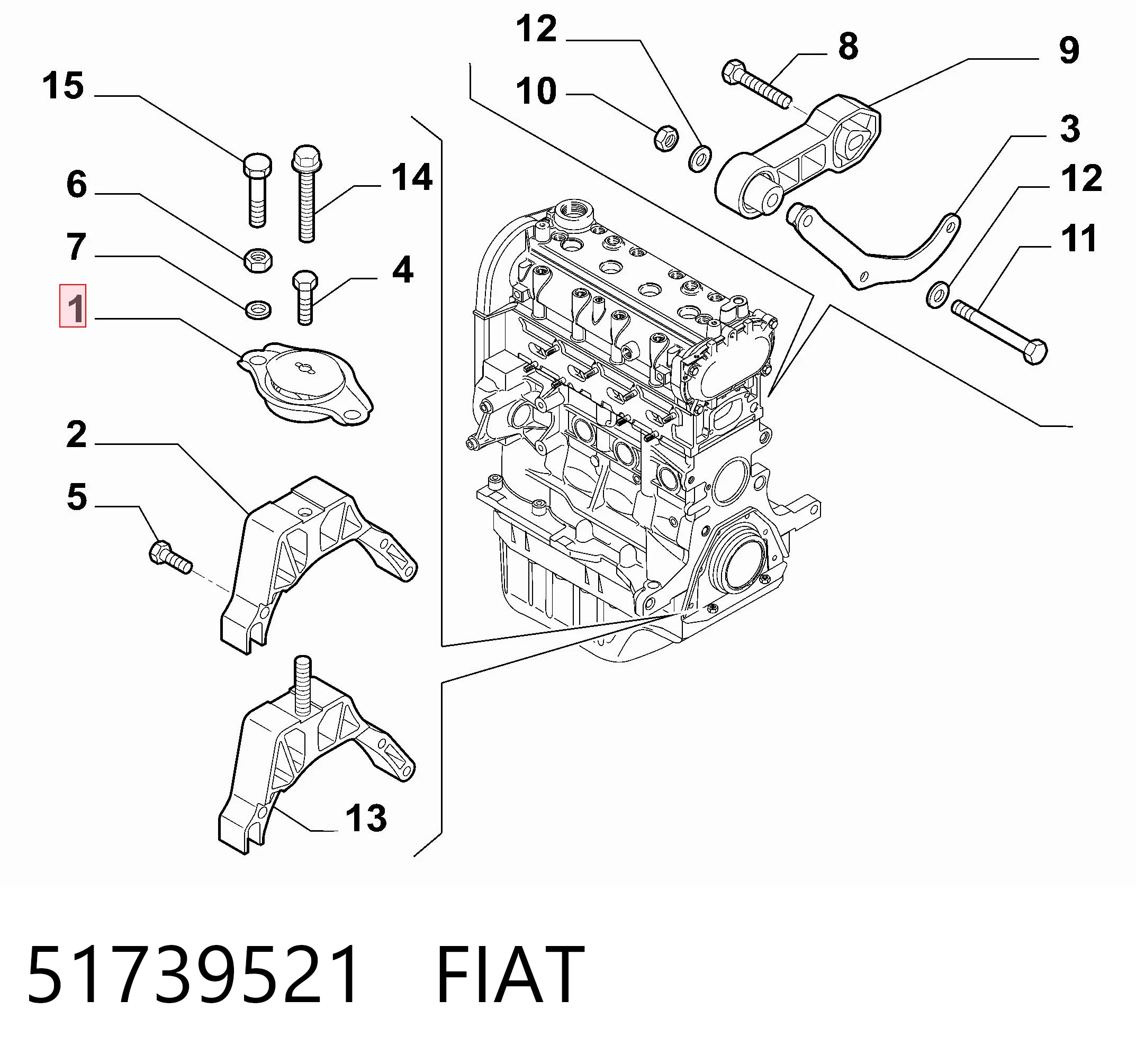 Левая подушка двигателя 030607010444 Magneti Marelli