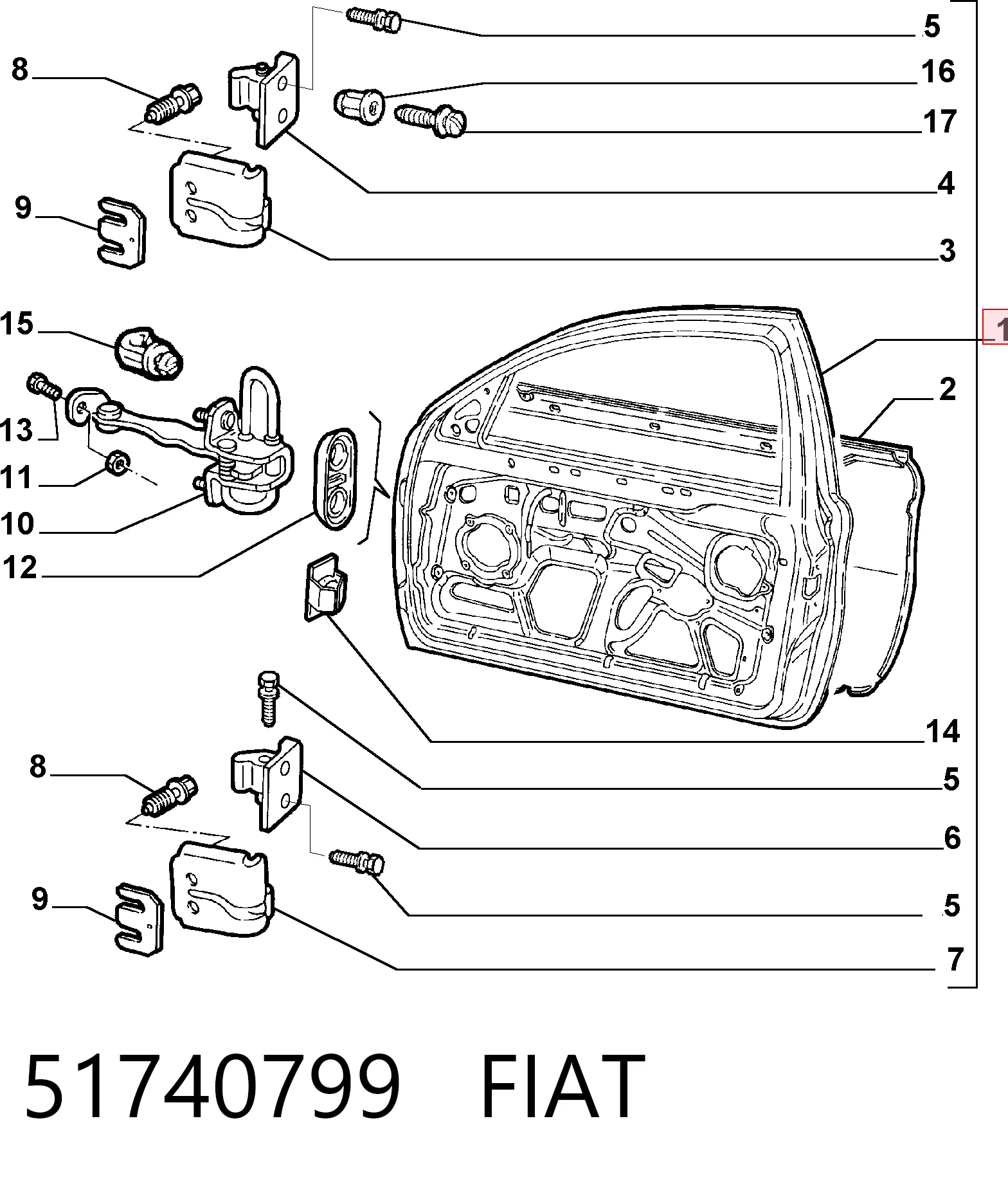 Передняя левая дверь Alfa Romeo 147 хэтчбек (937) (2001 - 2010) цена, от 382.99 USD