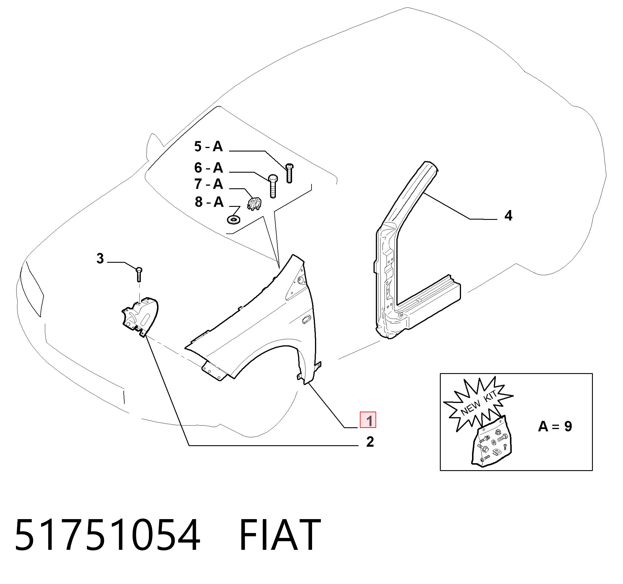 Переднее правое крыло на Fiat Bravo II 198