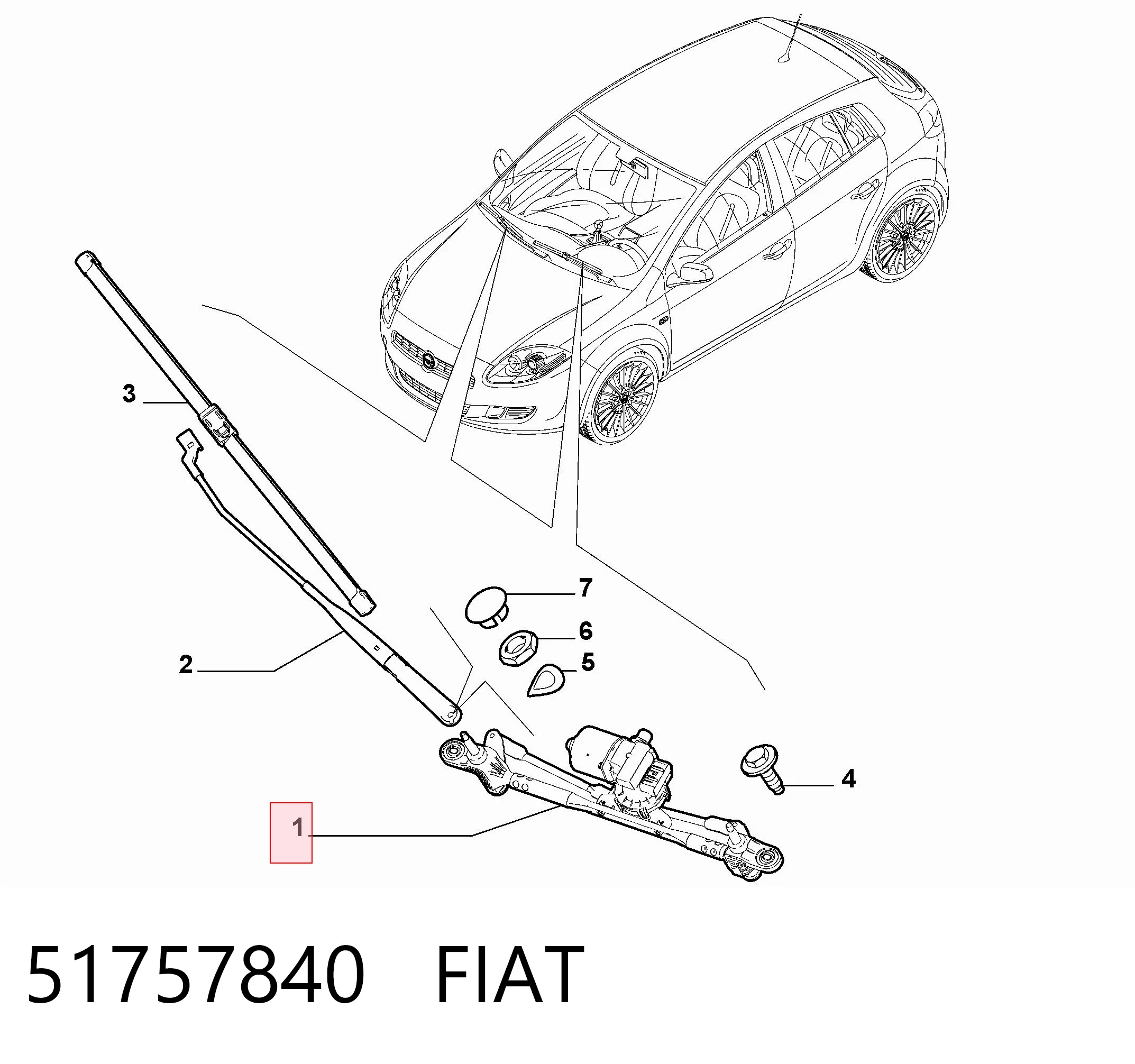 Трапеция стеклоочистителя на Fiat Bravo II 198