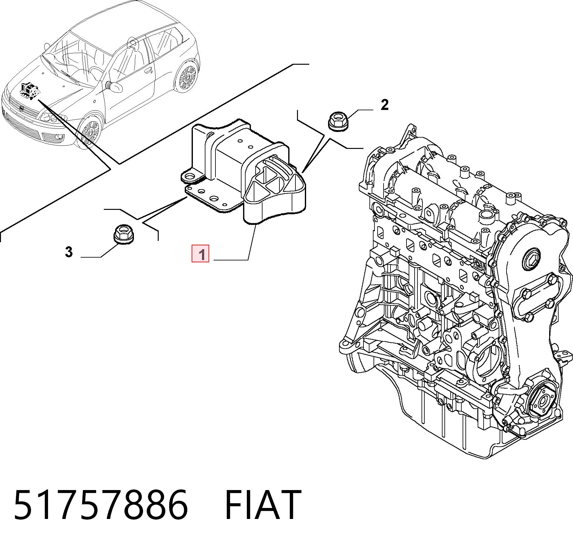 FIEM068 Polcar Правая подушка двигателя