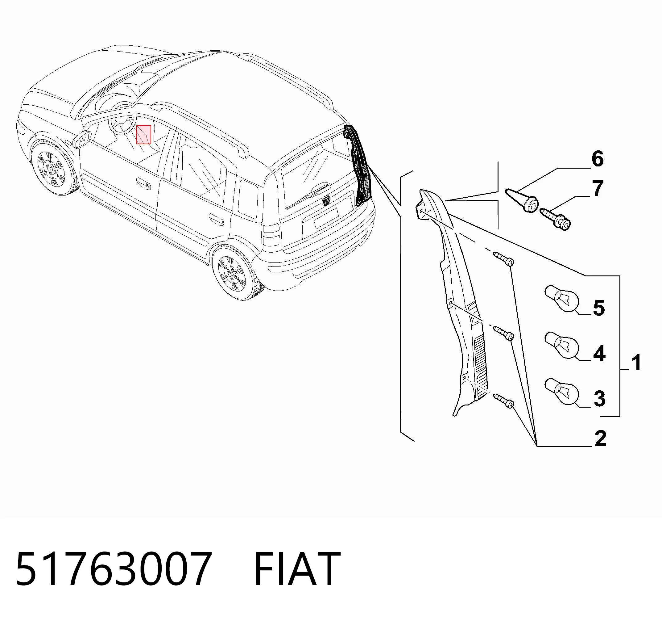 Задняя левая фара Fiat Panda II хэтчбек (169A) (2003 - 2013) цена, от 68.67 USD