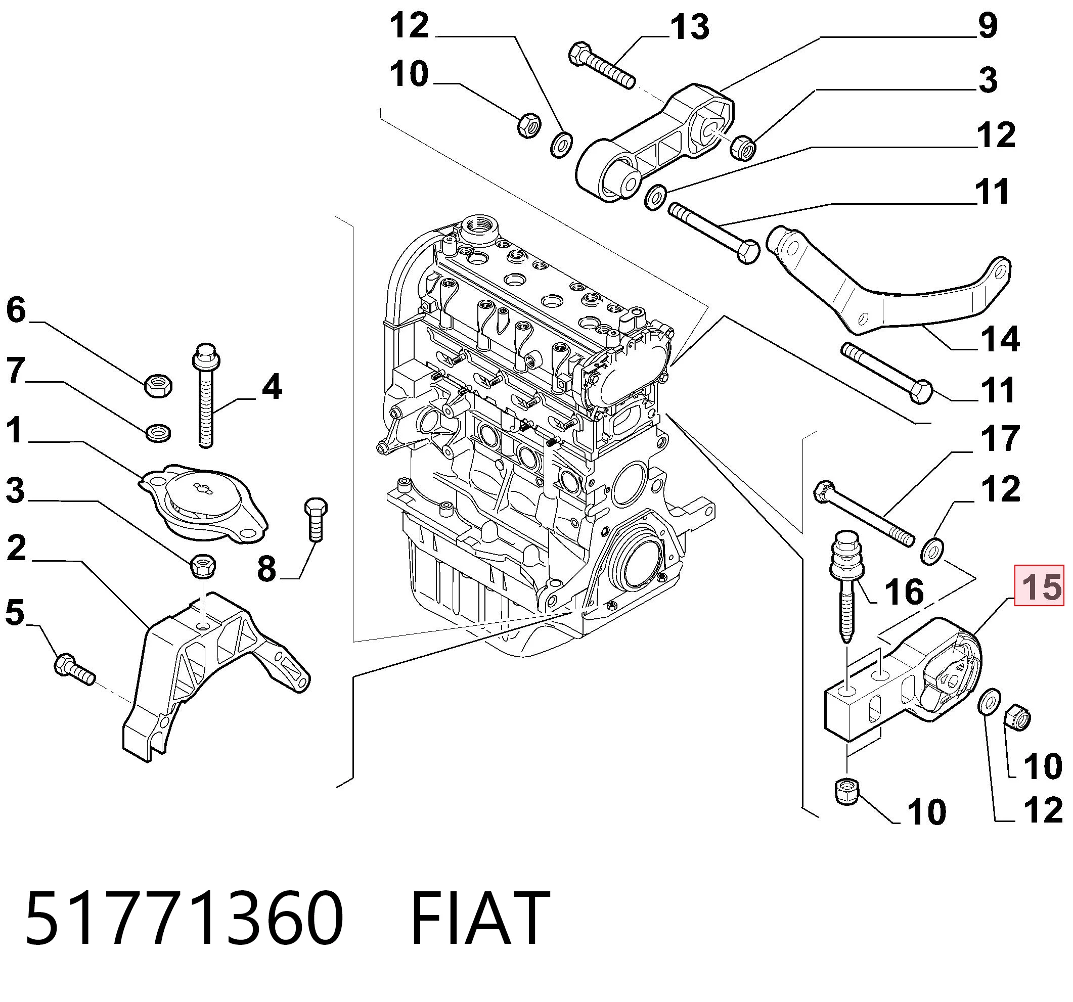  Задняя опора двигателя Fiat Panda 2