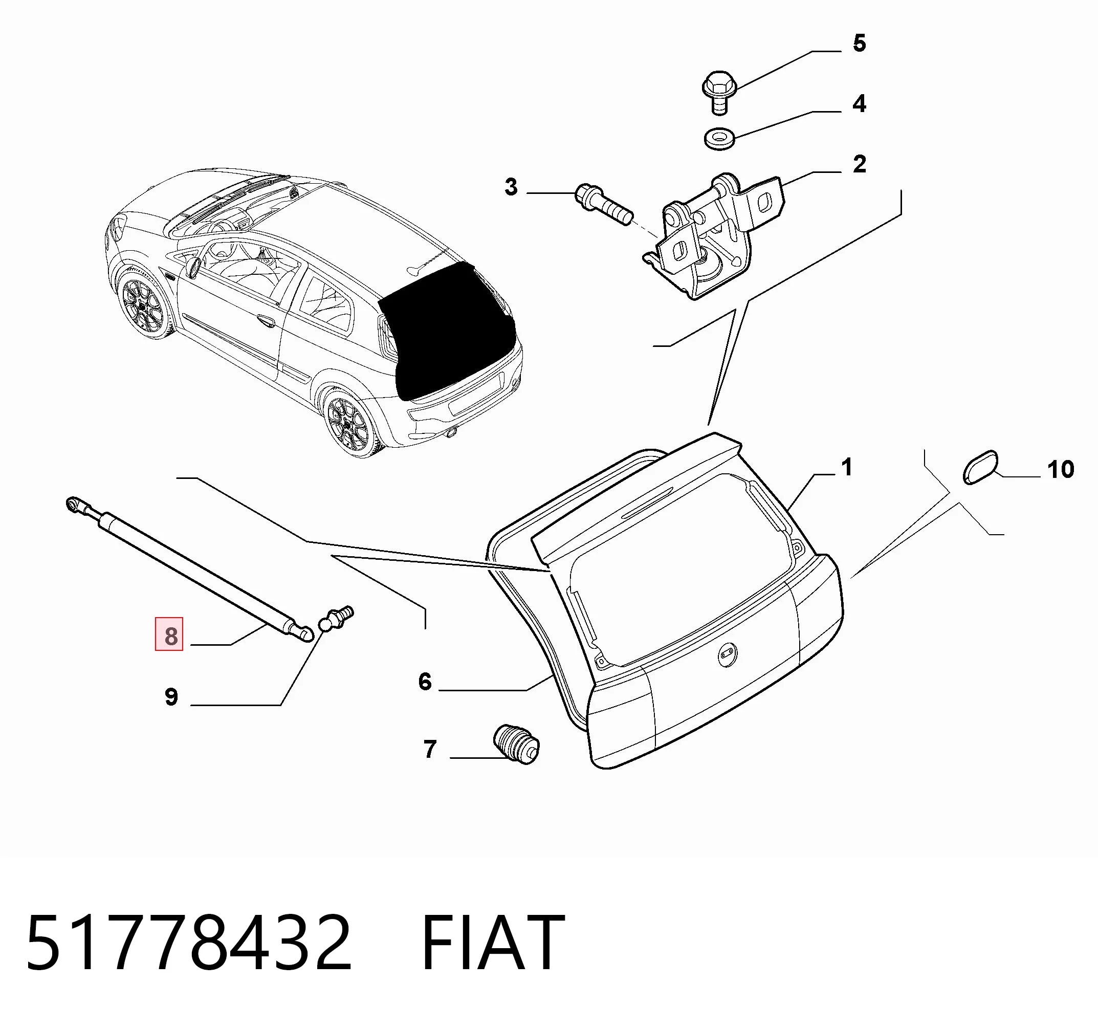 51778432 Fiat/Alfa/Lancia Амортизатор крышки багажника