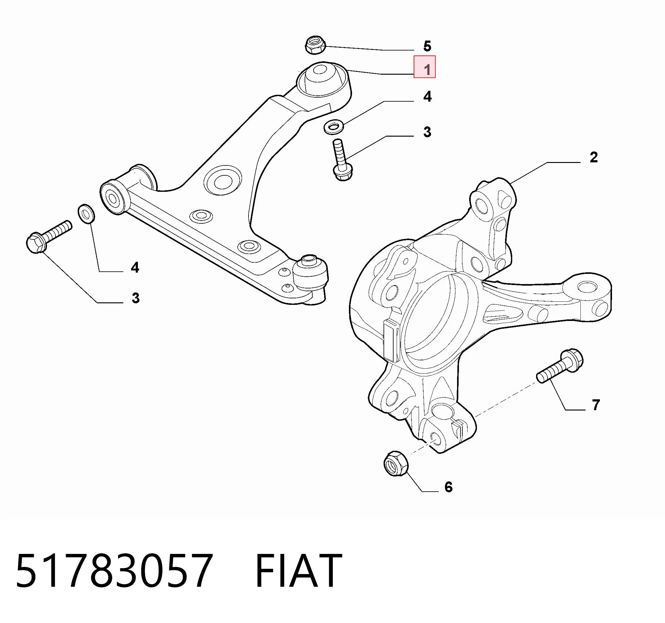 51783057 Fiat/Alfa/Lancia Рычаг передней подвески нижний левый