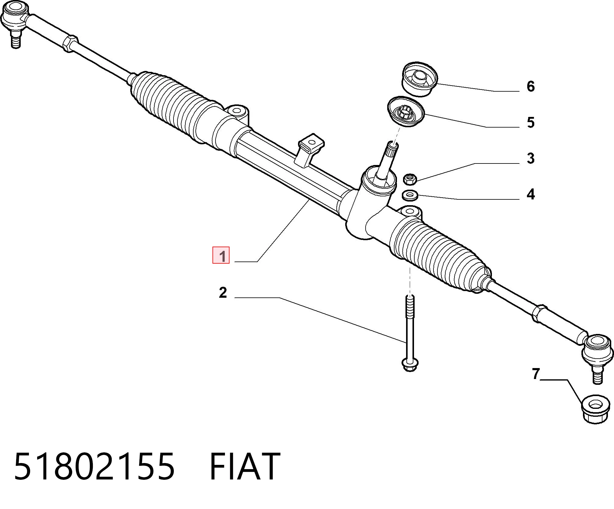 Рейка рулевая FIAT 51802155