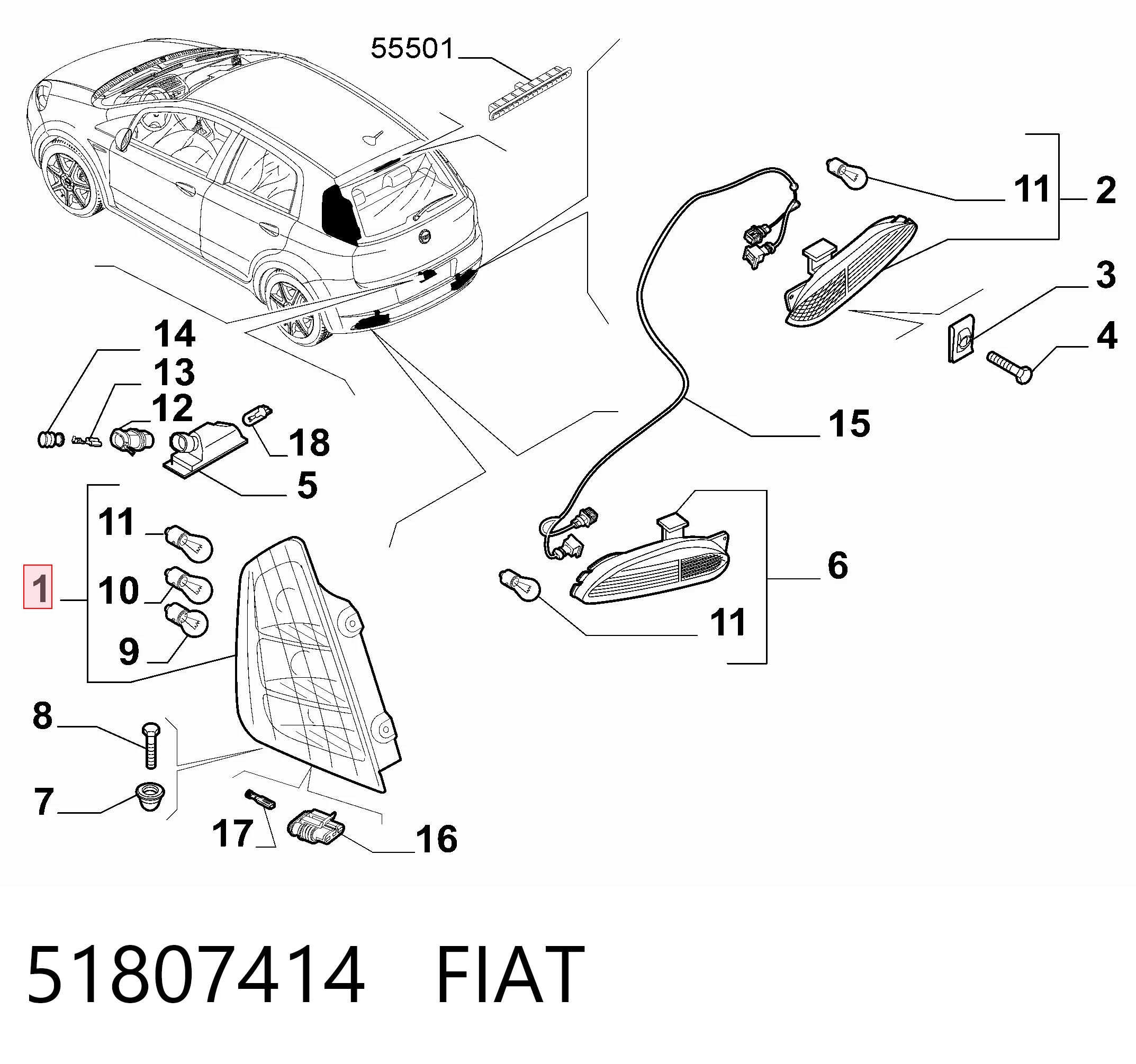 Фонари задние на Fiat Punto GRAND 199