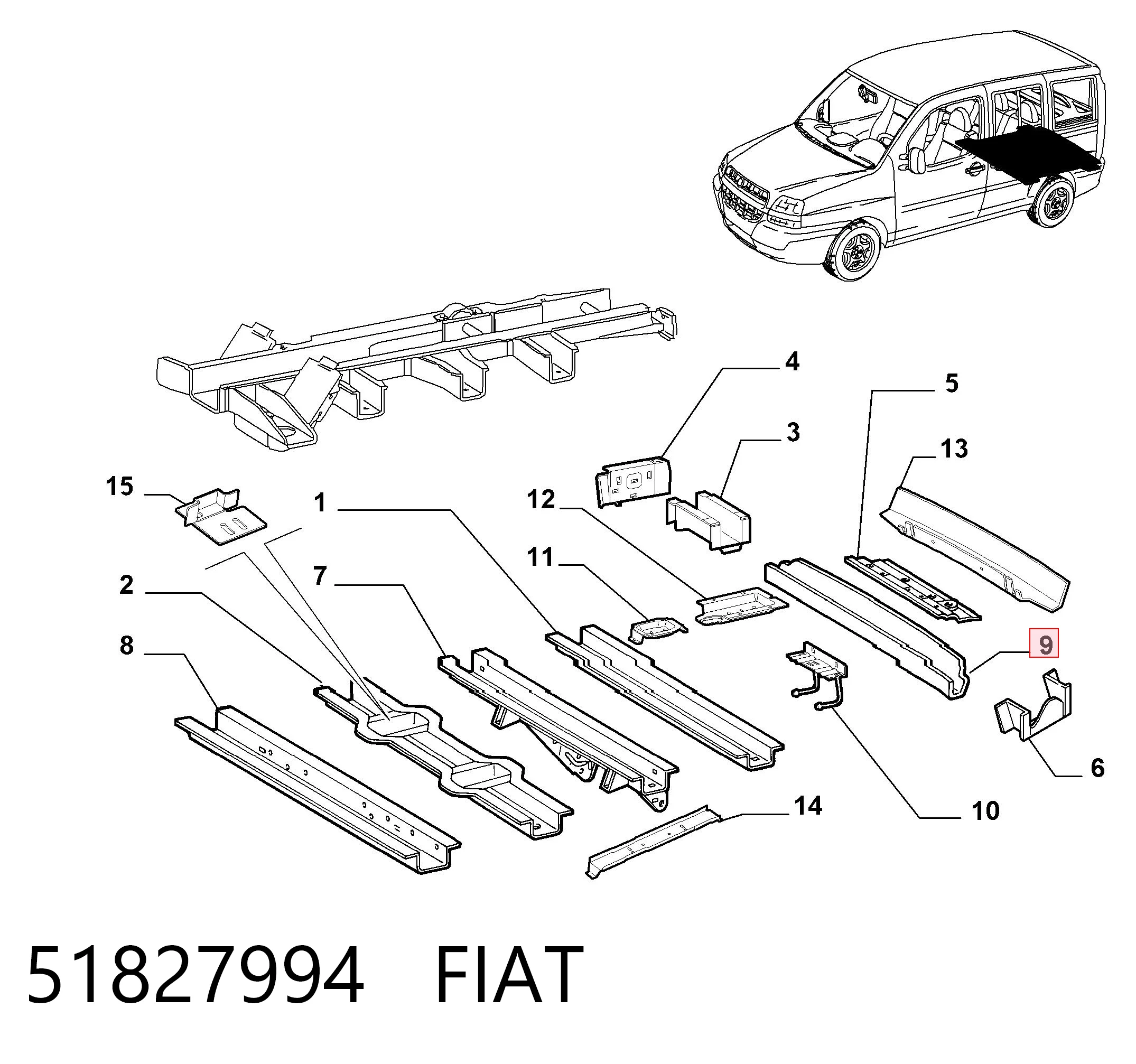  Усилитель заднего бампера Fiat Doblo 1