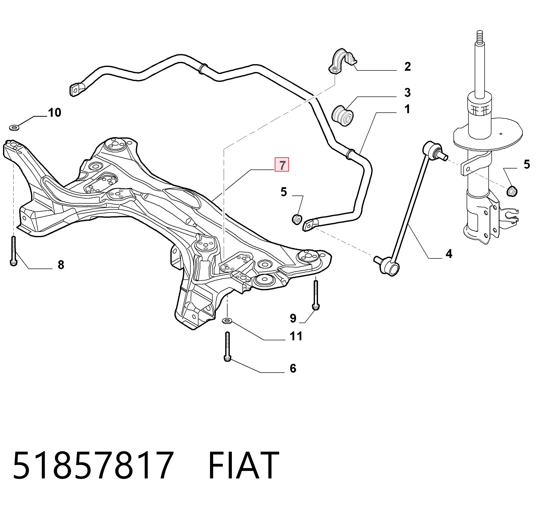 Передняя балка Fiat Panda II хэтчбек (169A) (2003 - 2013) цена, от 191.79 USD