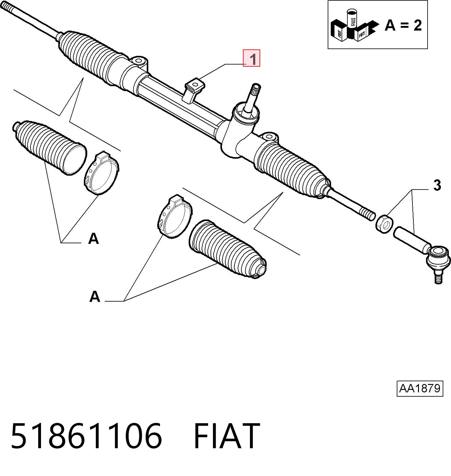 Рейка рулевая FIAT 51861106