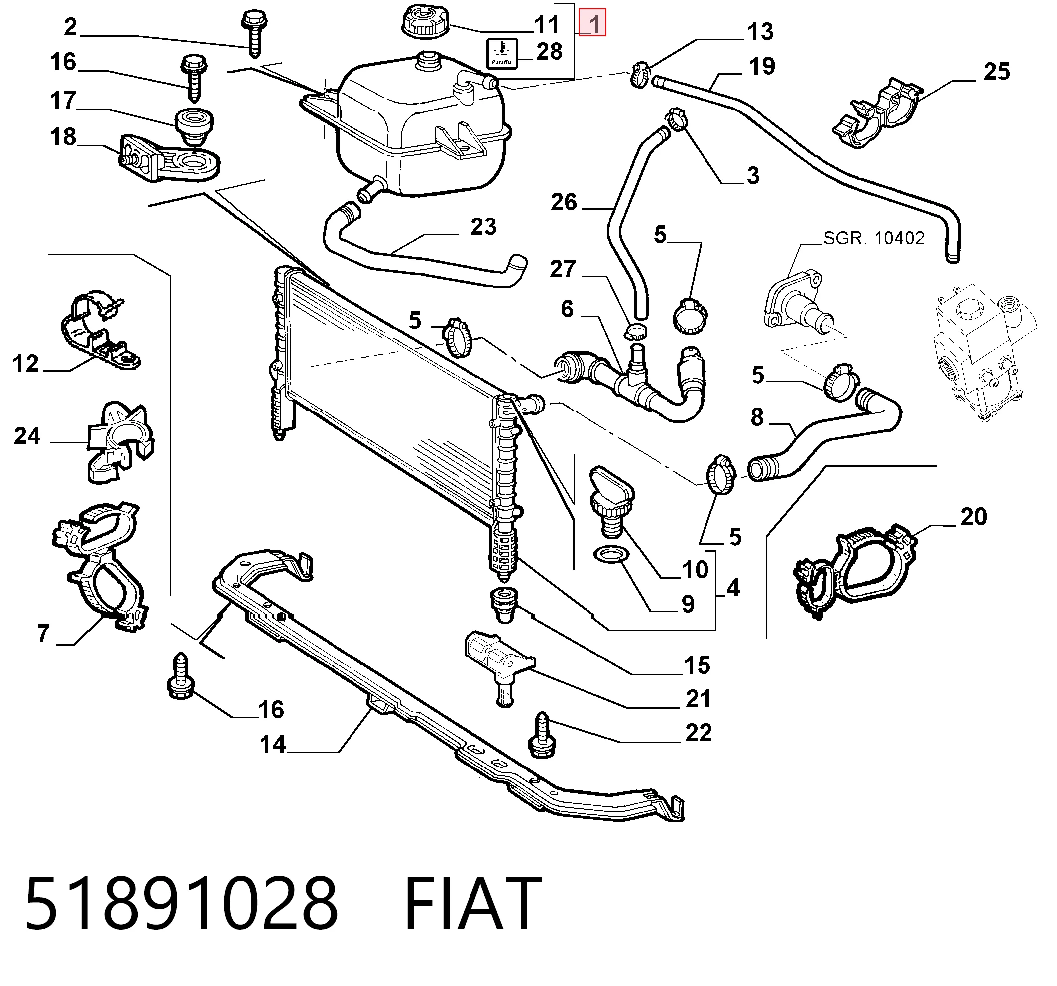 51891028 Fiat/Alfa/Lancia Расширительный бачок охлаждения