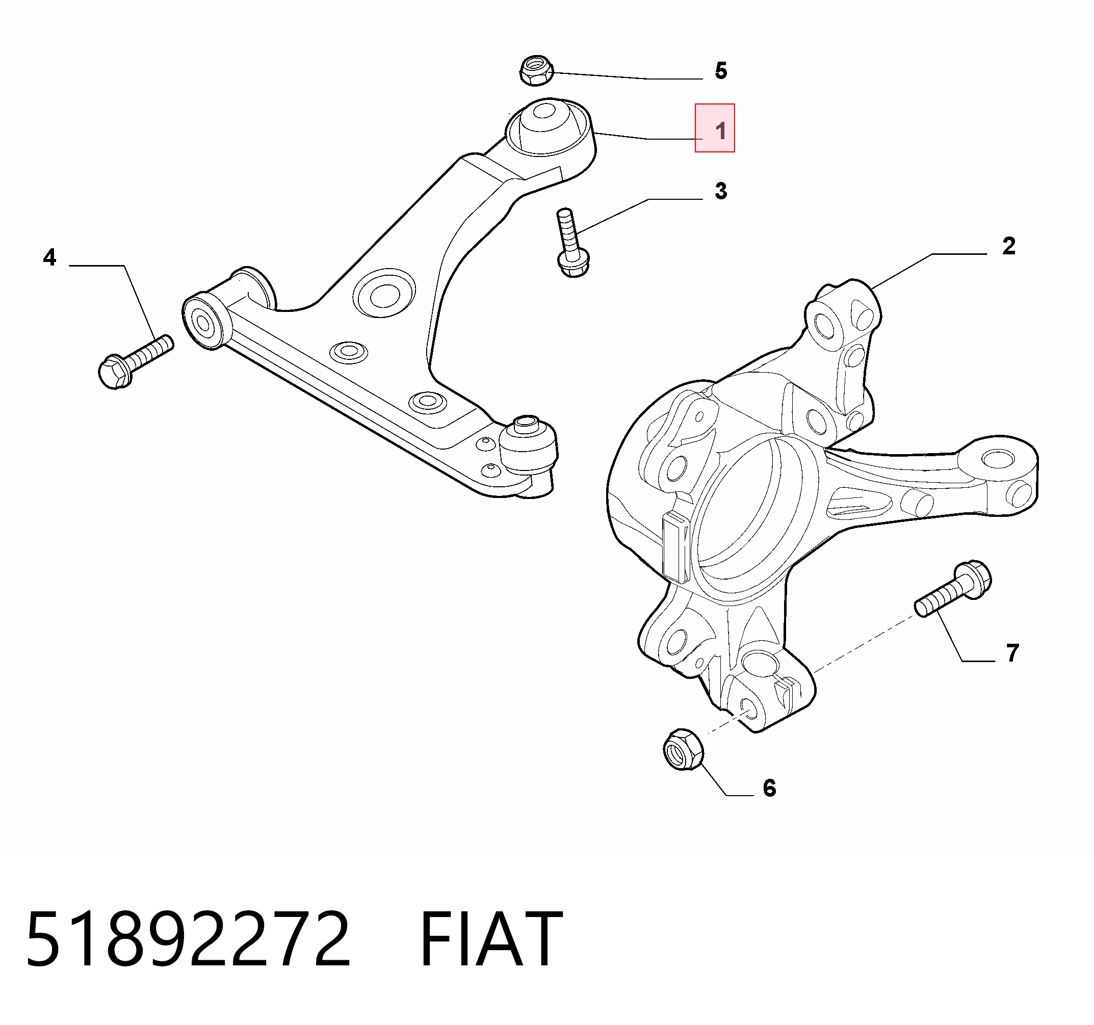 51892272 Fiat/Alfa/Lancia Рычаг передней подвески нижний левый